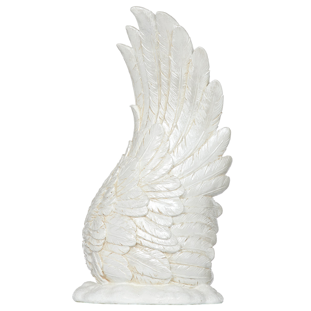Back view of white sculpted feather wing Holy Family figure