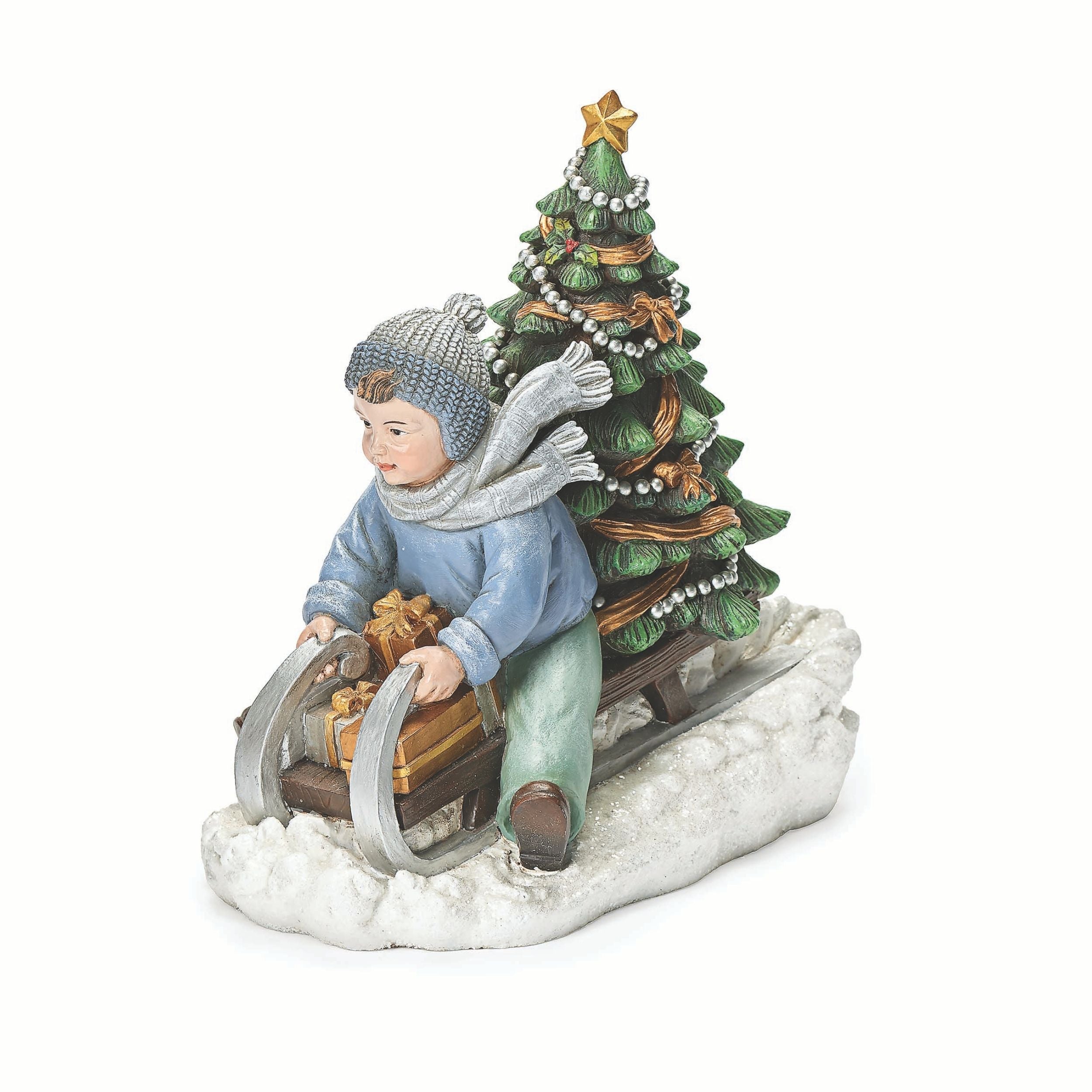Joseph's Studio Boy Sledding Figure
