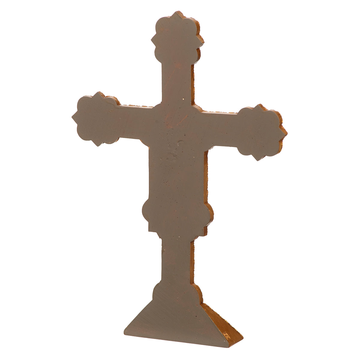 Back view of Joseph's Studio Ognissanti Tabletop Crucifix showing the plain reverse of the cross and pedestal base