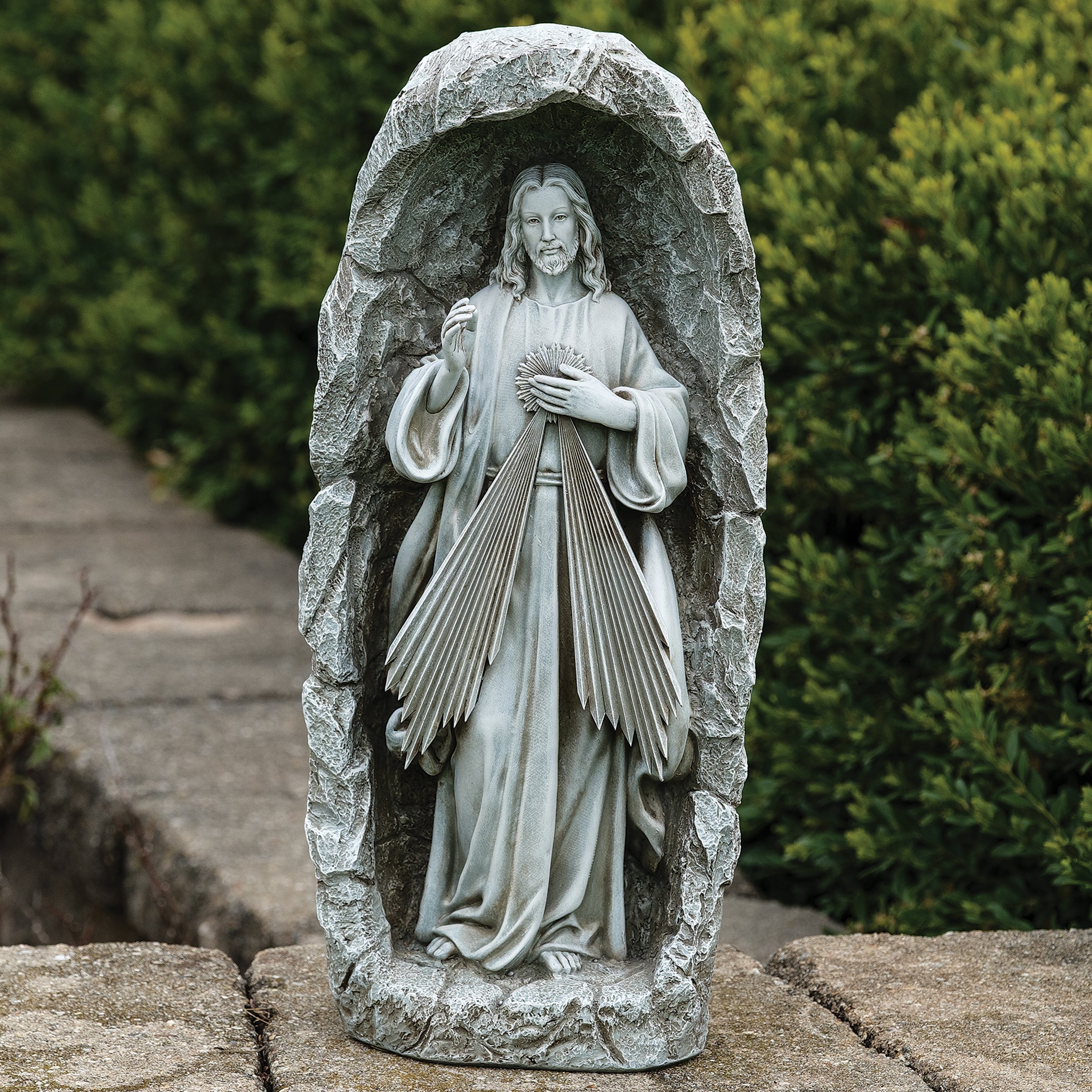 Joseph's Studio Radiant Illuminated Divine Mercy Solar Garden Statue