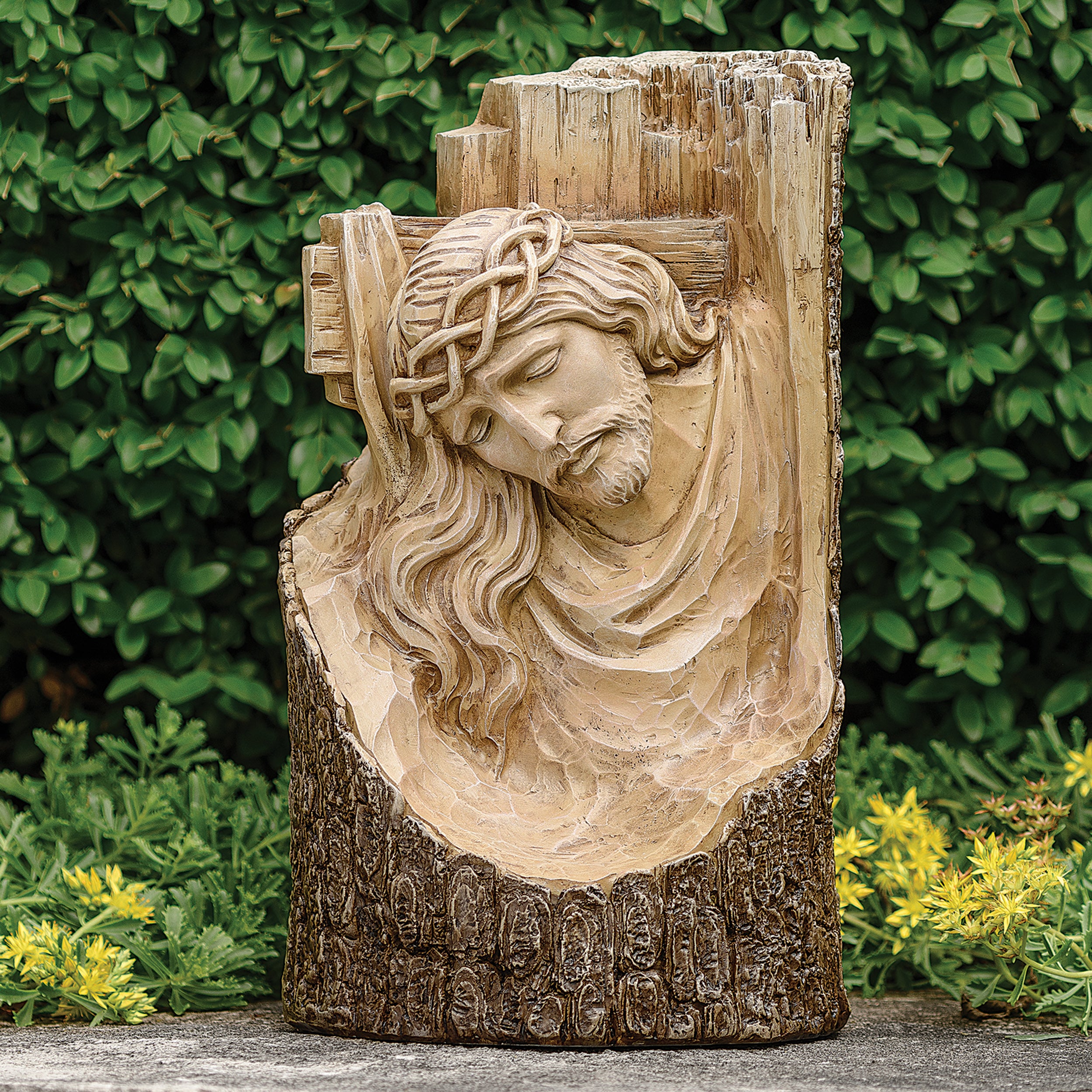 Joseph's Studio Carved-Look Cross with Jesus Garden Statue