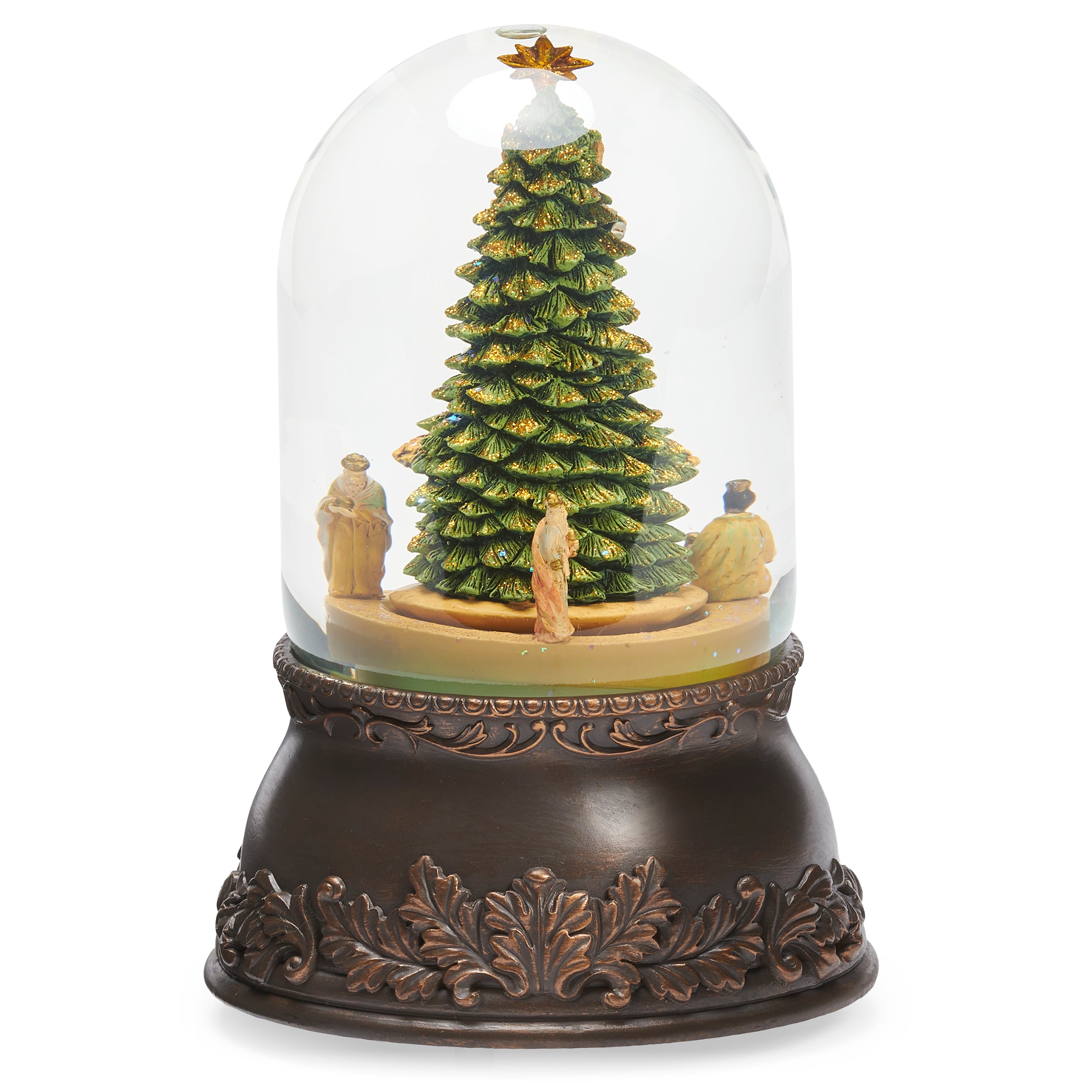 Fontanini Nativity & Tree Rotating Musical Glitterdome - "O Little Town of Bethlehem" Tune