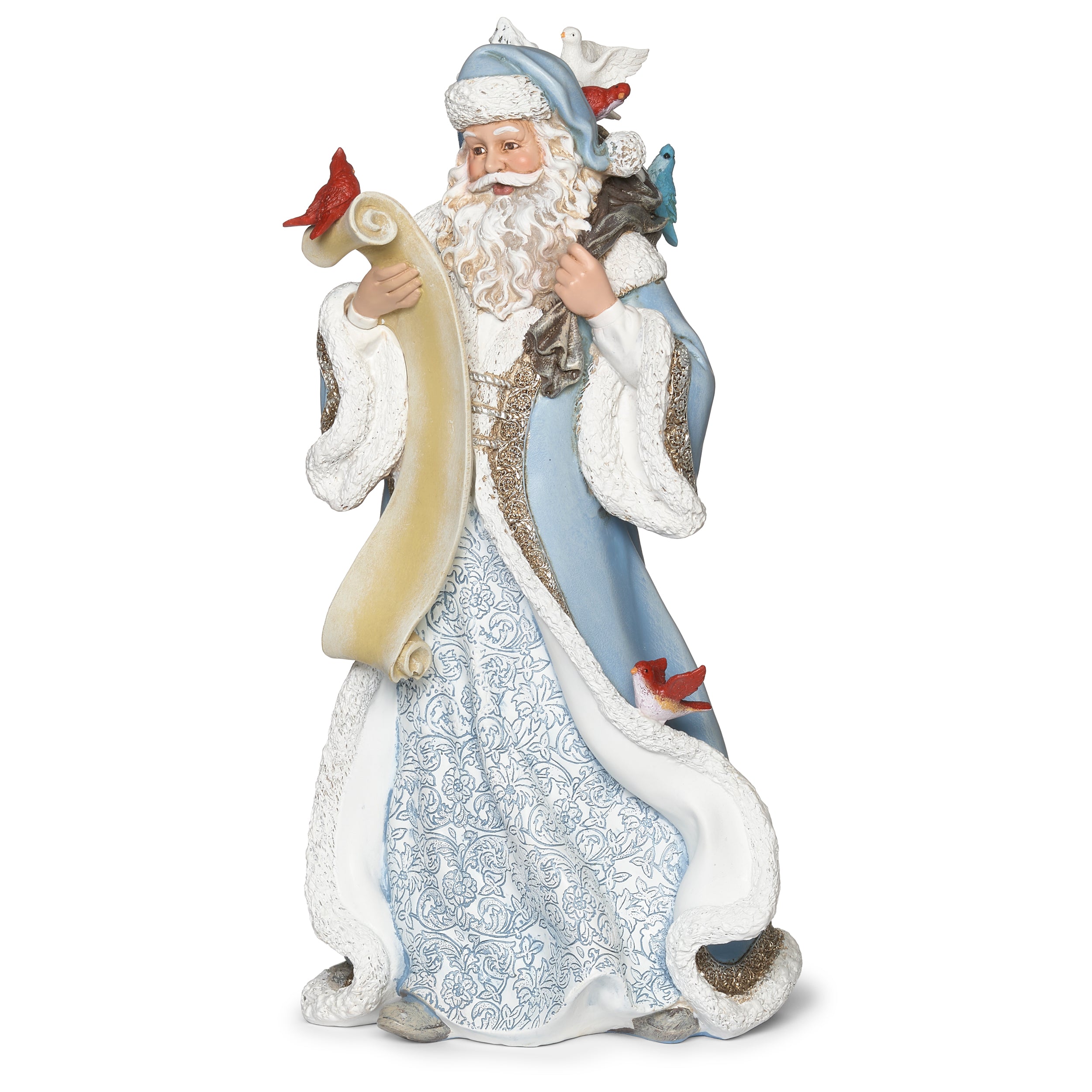 Joseph's Studio Santa in Blue Coat with Feathered Friends Figure
