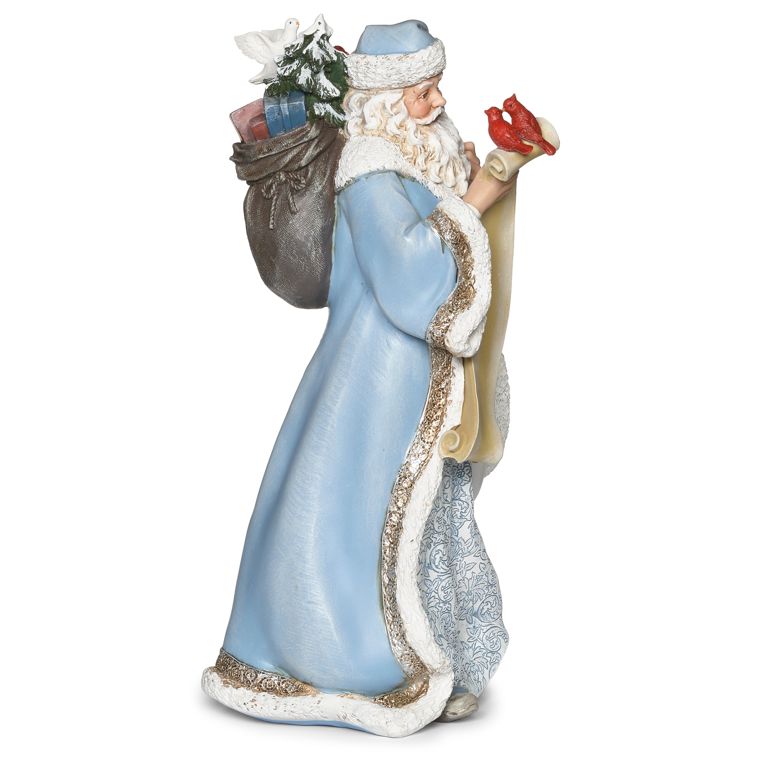 Joseph's Studio Santa in Blue Coat with Feathered Friends Figure