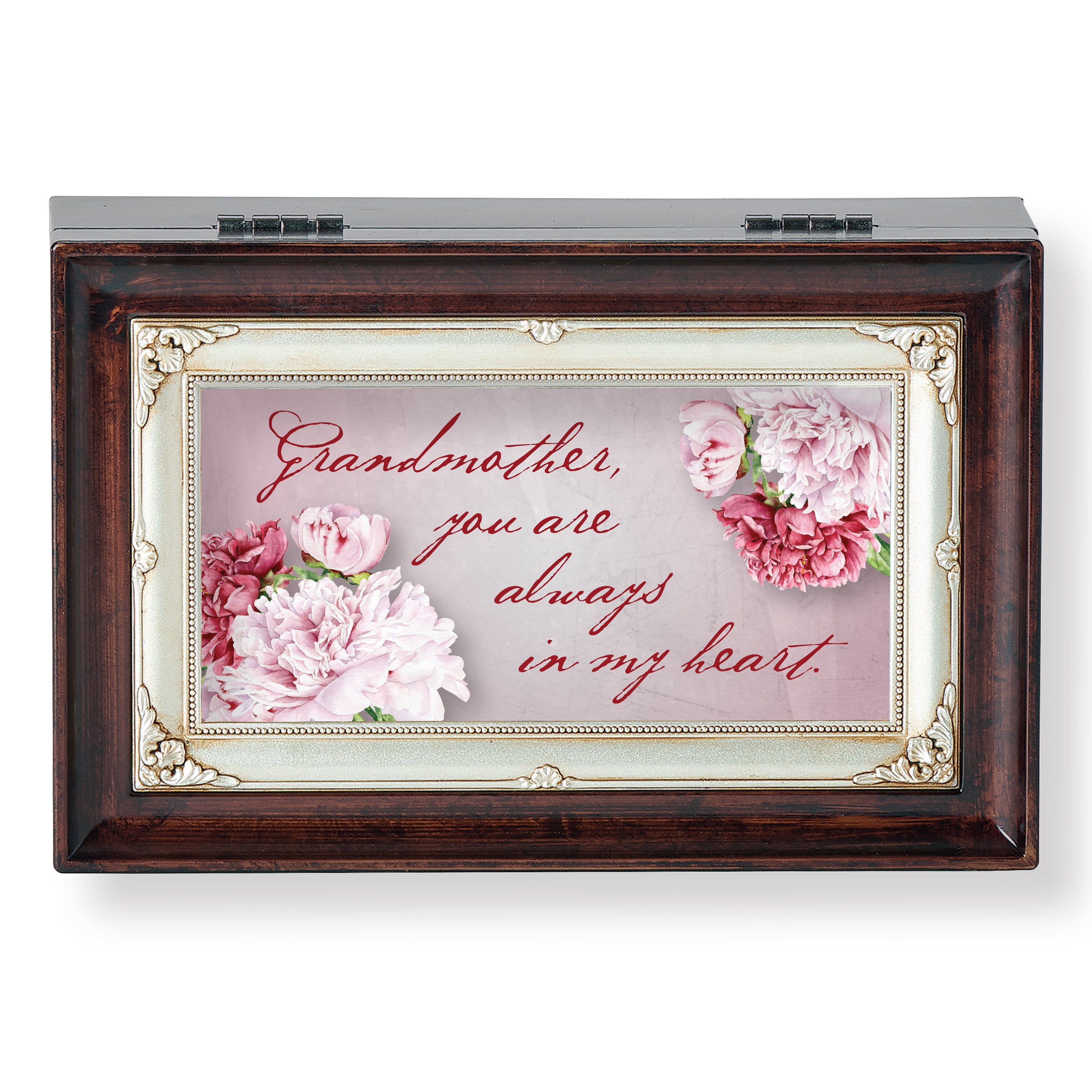 Grandmother Brown Music Box with Floral Design- "Hungarian Dances" Tune