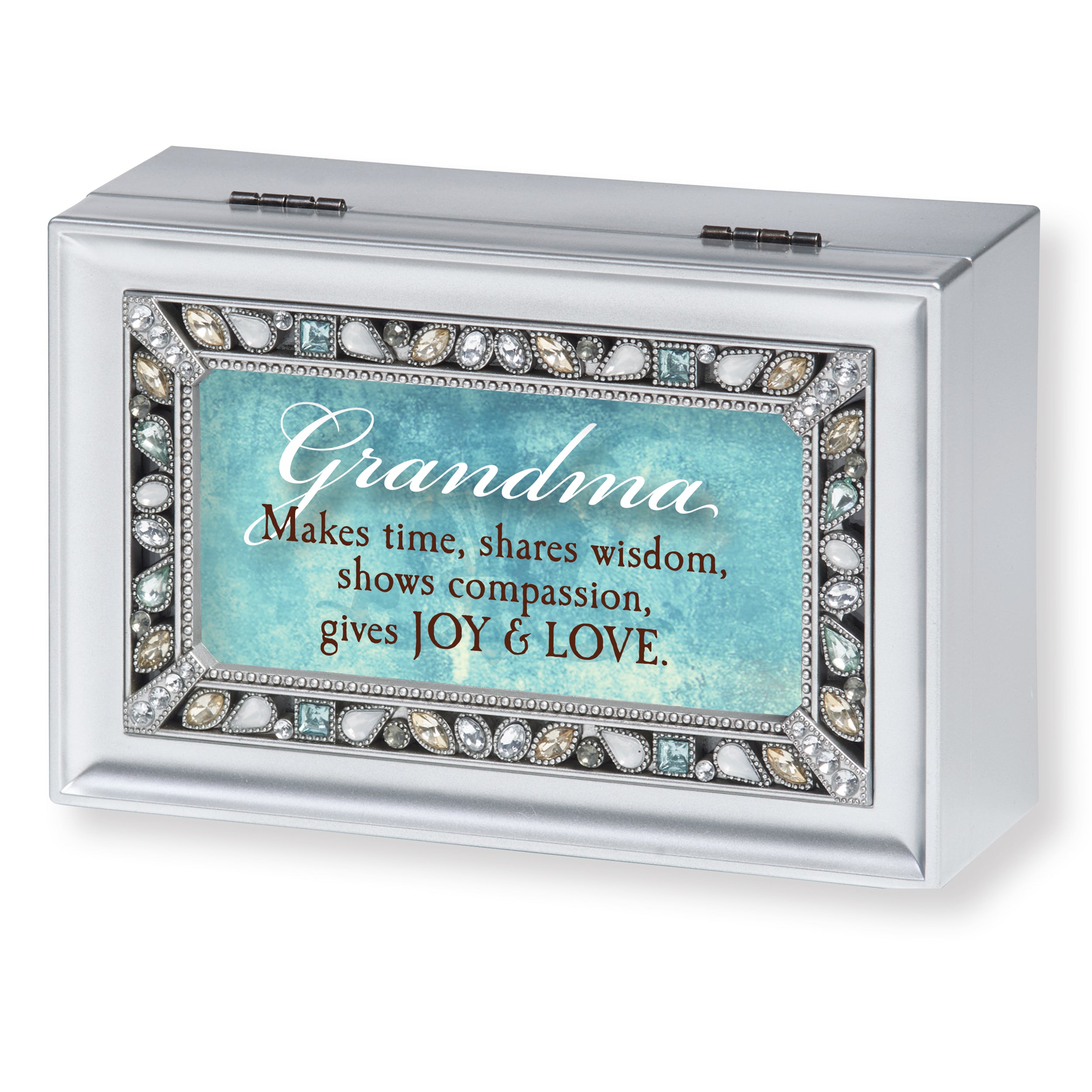 Grandma Silver Jeweled Music Box – "Clair de Lune" Tune