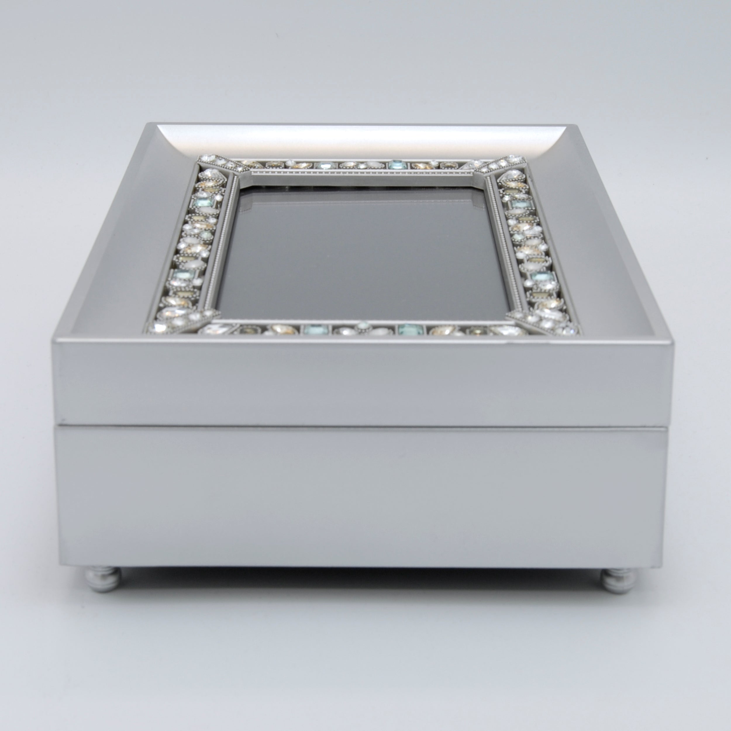 25th Anniversary Silver Music Box with Gem Accents- "Clair de Lune" Tune