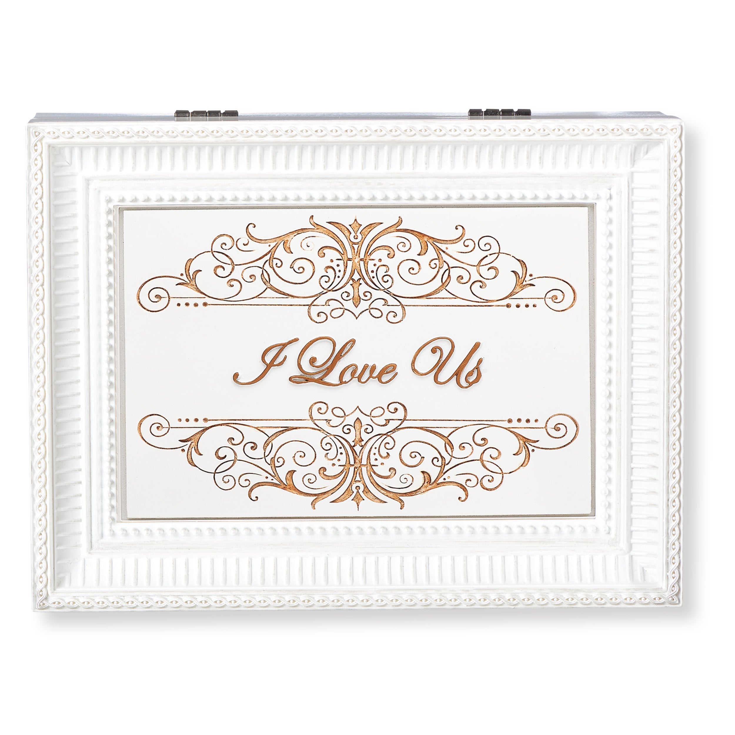 I Love Us White Wedding Music Box- "Clair de Lune" Tune