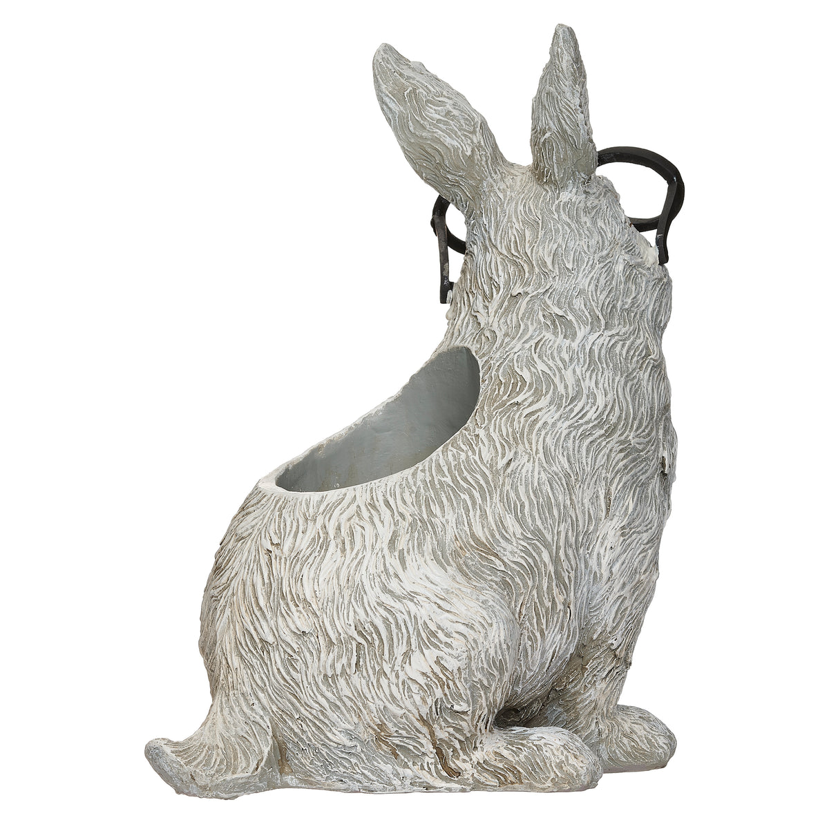 Opposite side view of Pudgy Pals Rabbit with Glasses Planter showing the rounded body, planter cavity, and glasses