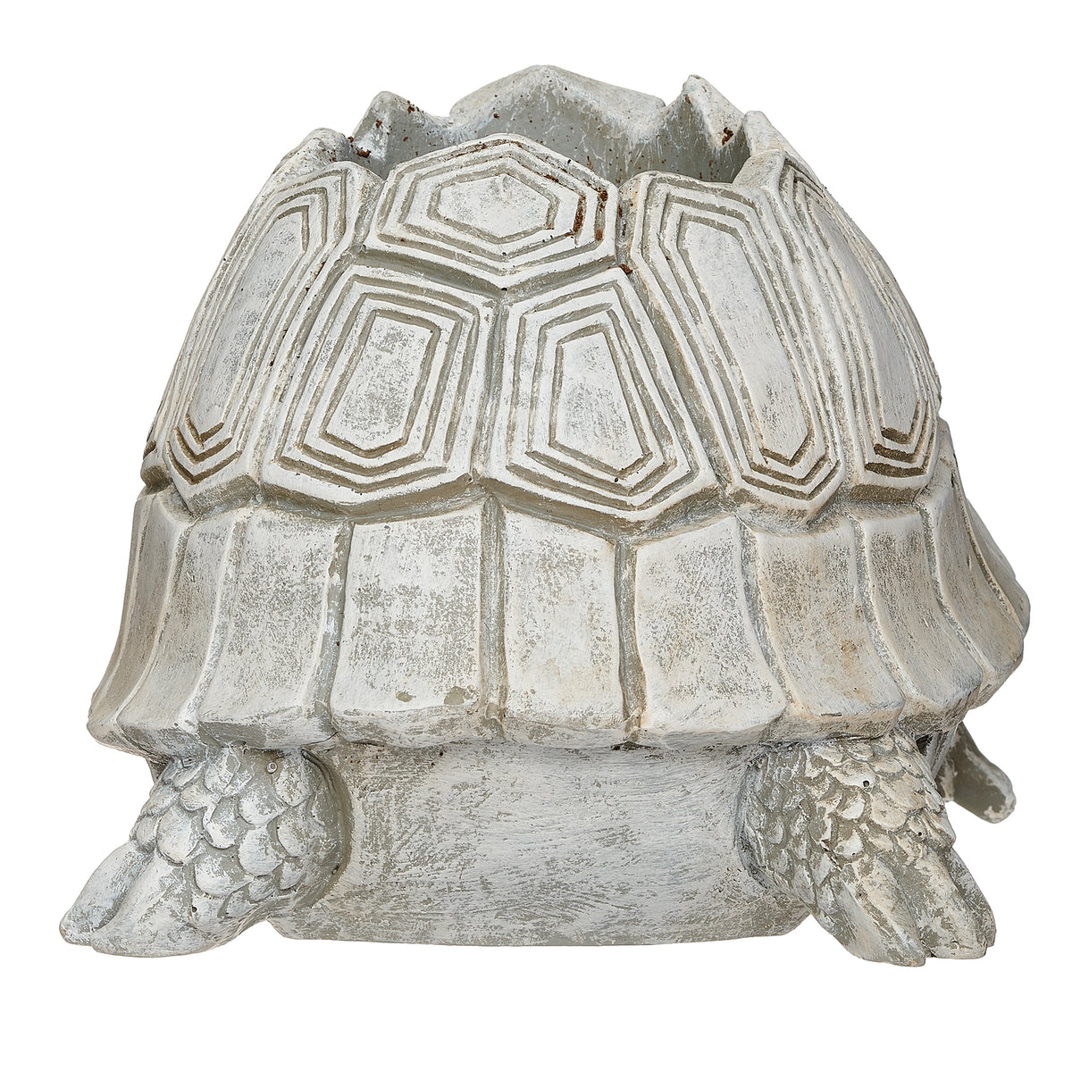 Back view of Pudgy Pals Turtle with Glasses Planter showing the detailed shell pattern and planter opening