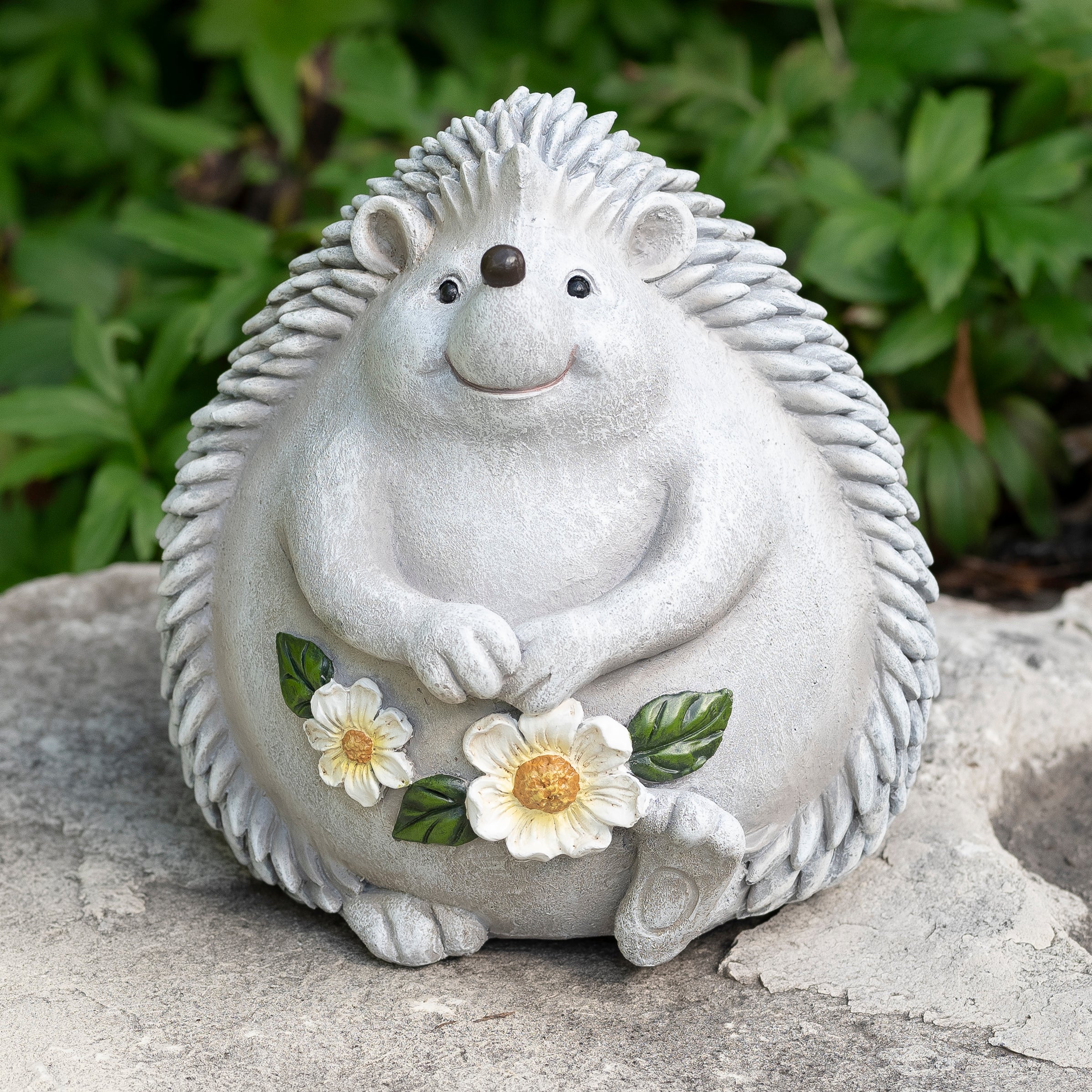 Hedgehog with Daisies Garden Statue