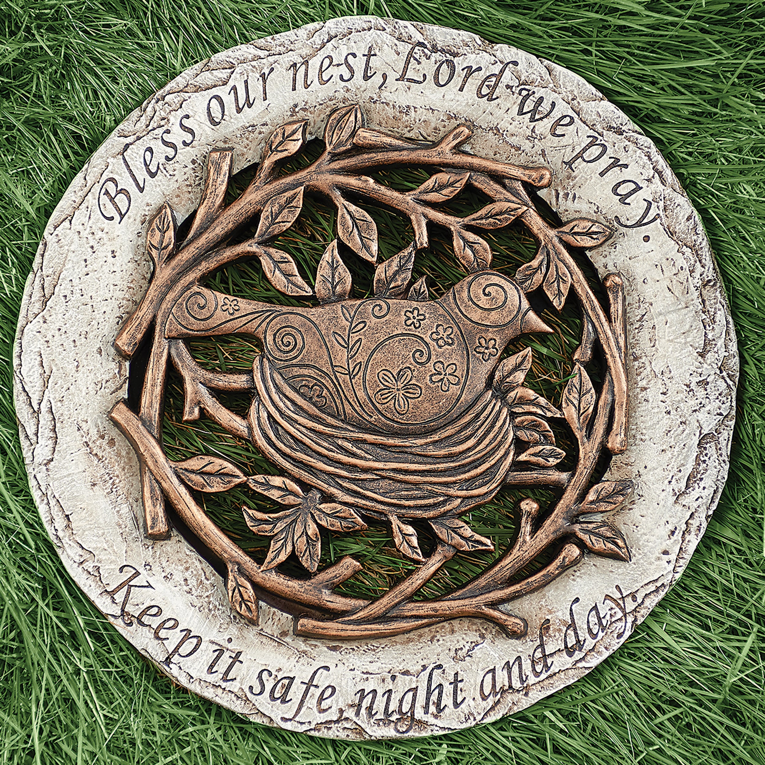 Garden Stepping Stone with Embossed Verse & Bronze Finish