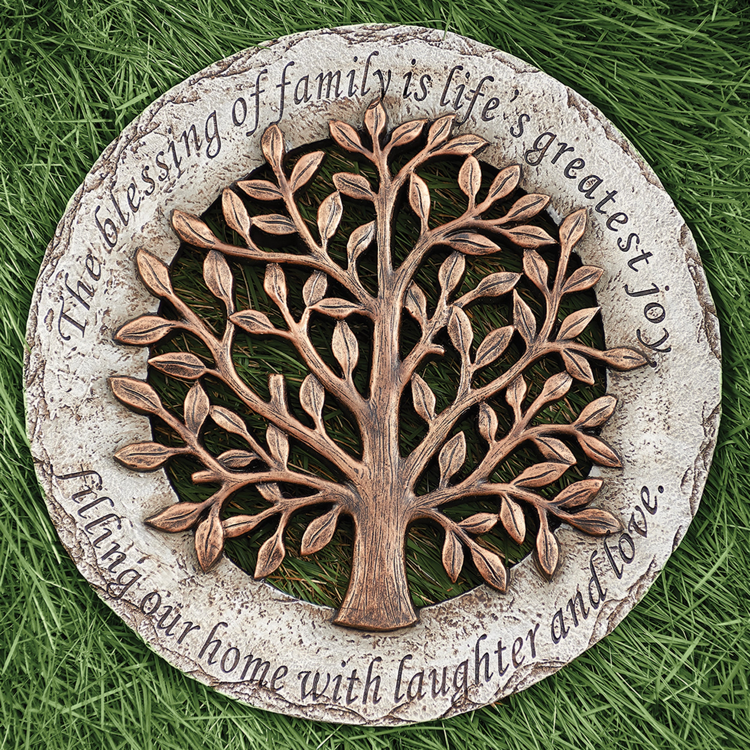 Garden Stepping Stone with Embossed Verse & Bronze Finish