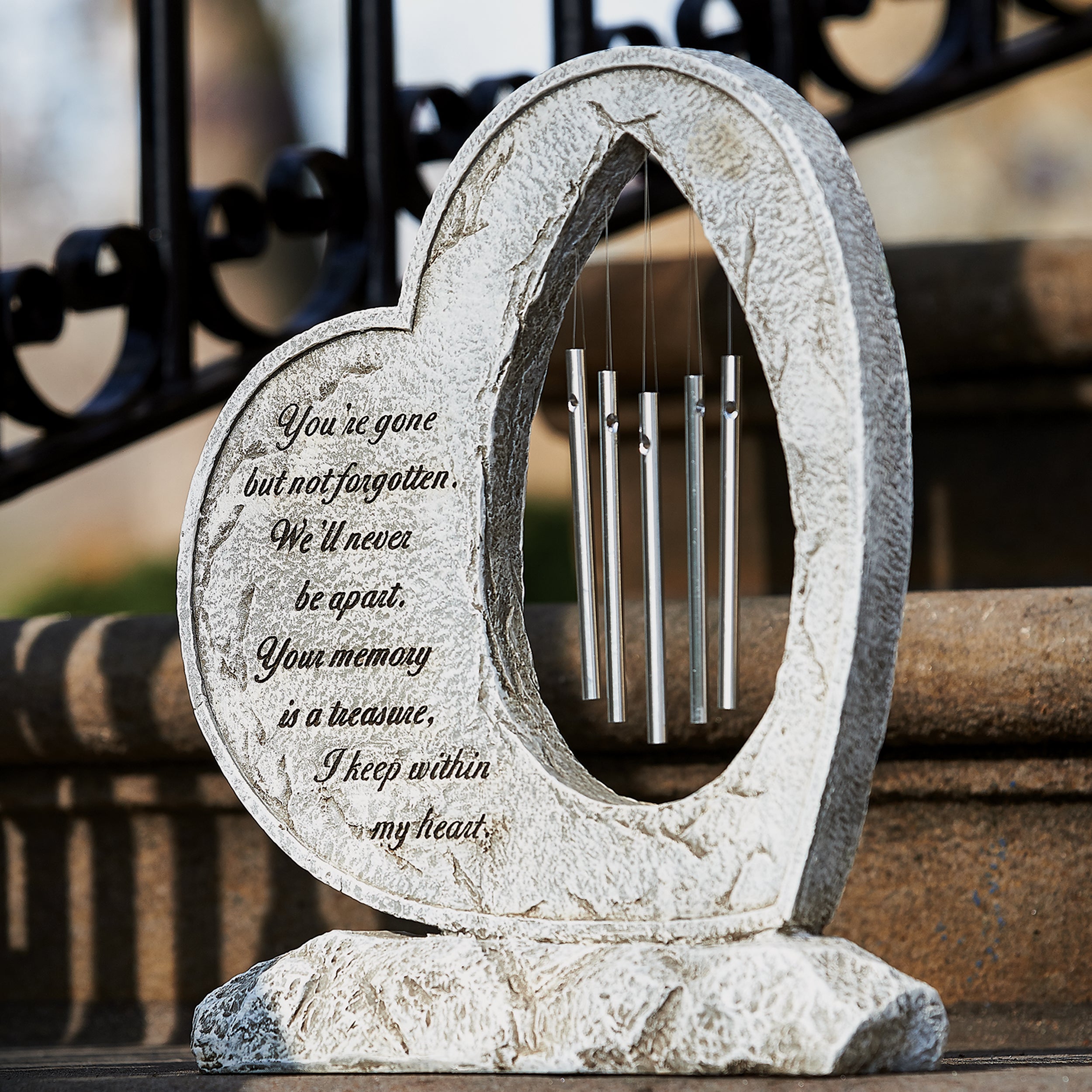"Gone but Not Forgotten" Heart-Shaped Memorial Wind Chime