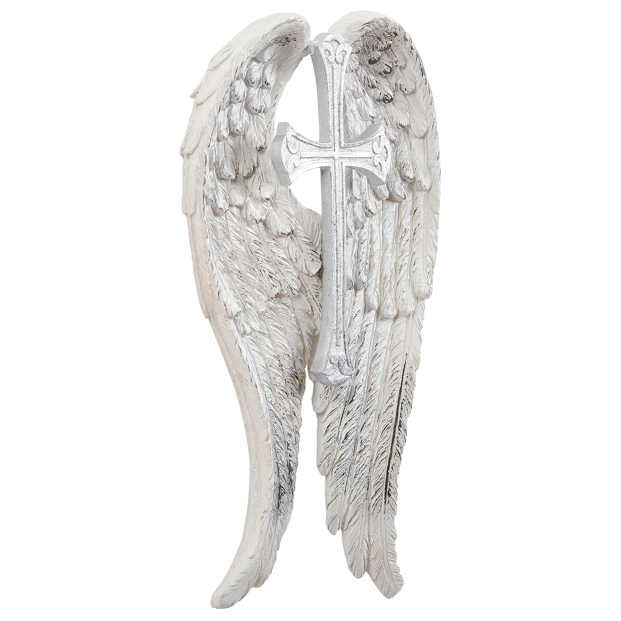 Angel Wings with Silver Cross Wall Decor