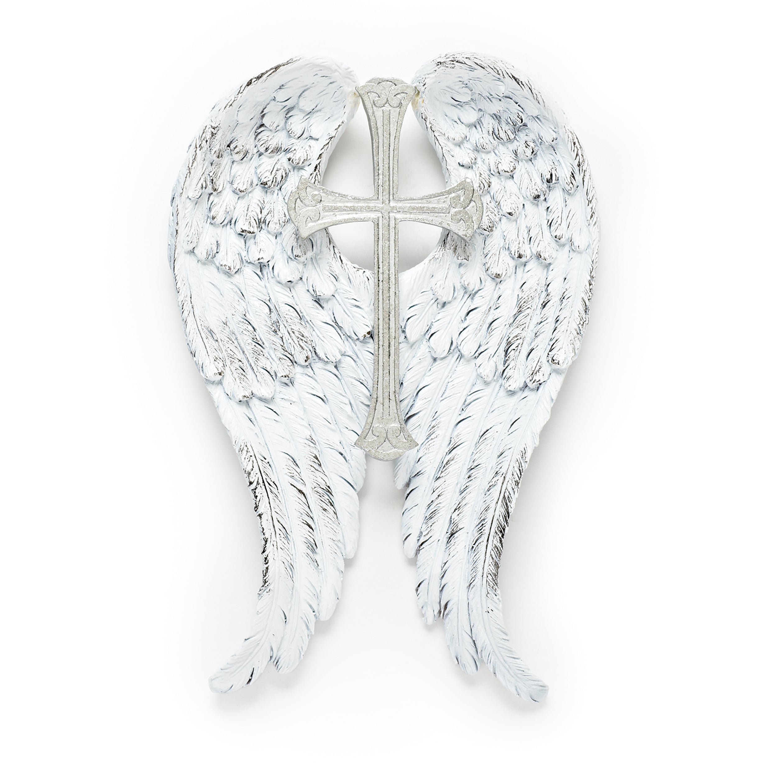 Angel Wings with Silver Cross Wall Decor