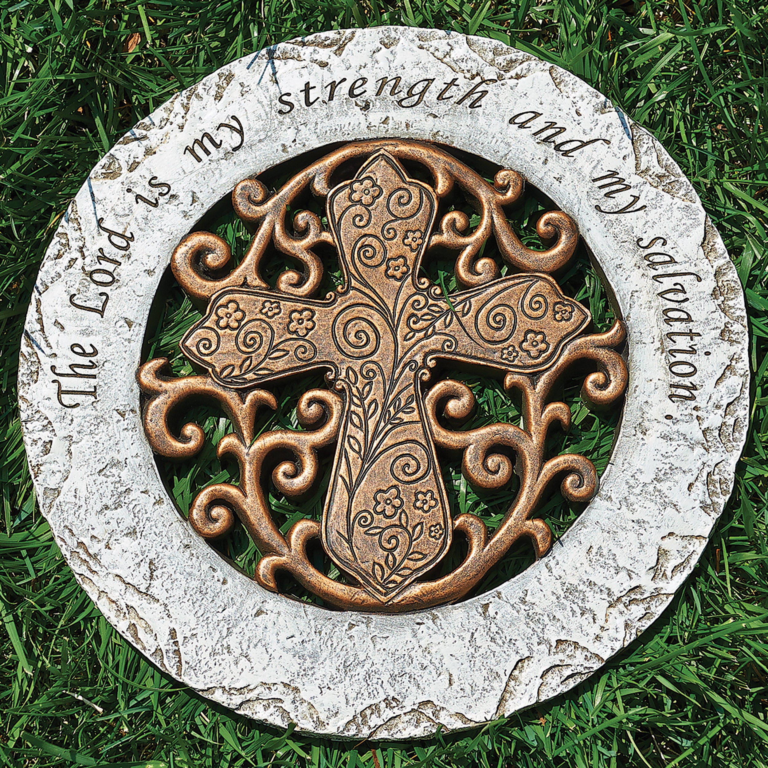 Garden Stepping Stone with Embossed Verse & Bronze Finish