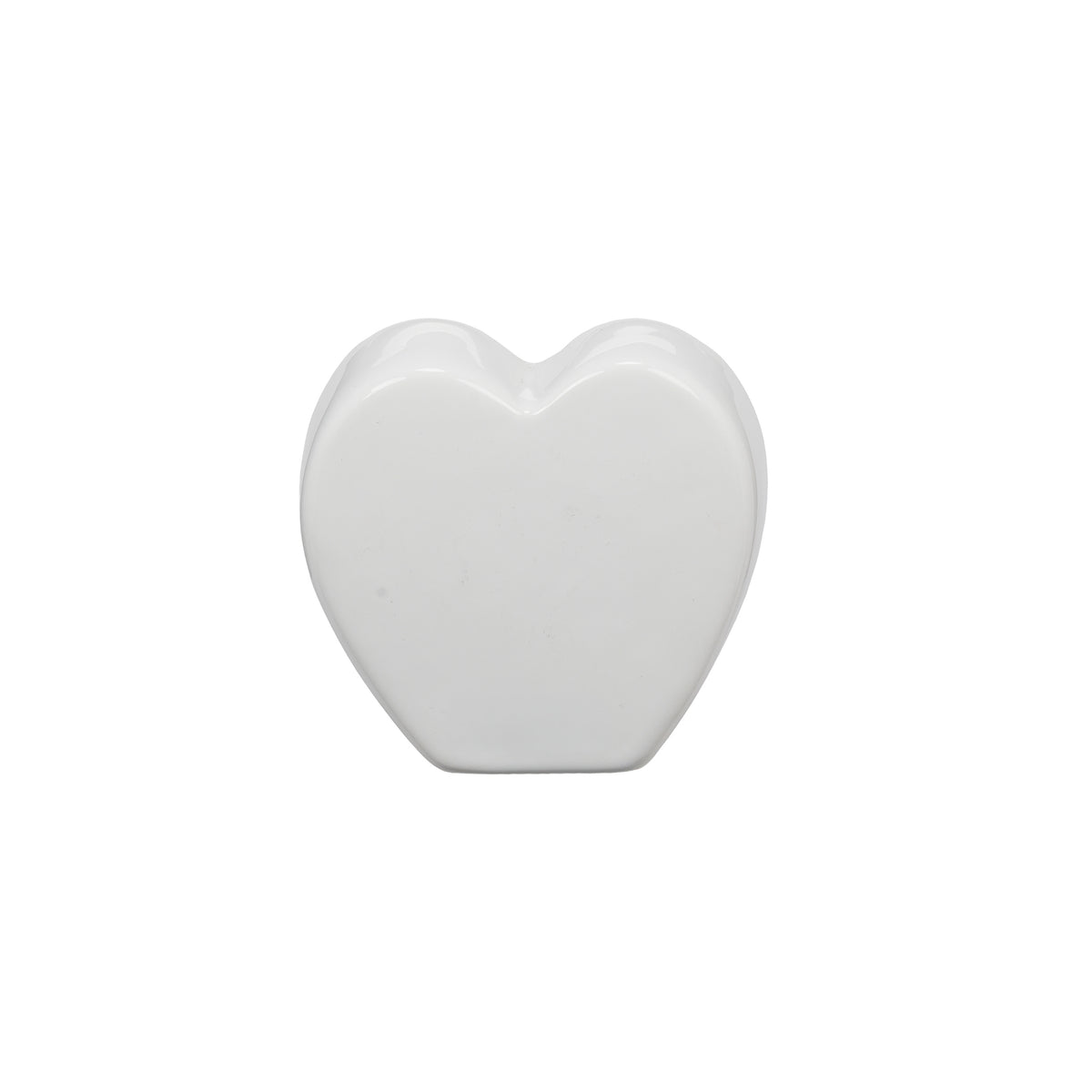 Rear view of anniversary heart keepsake showing its smooth, plain white surface.