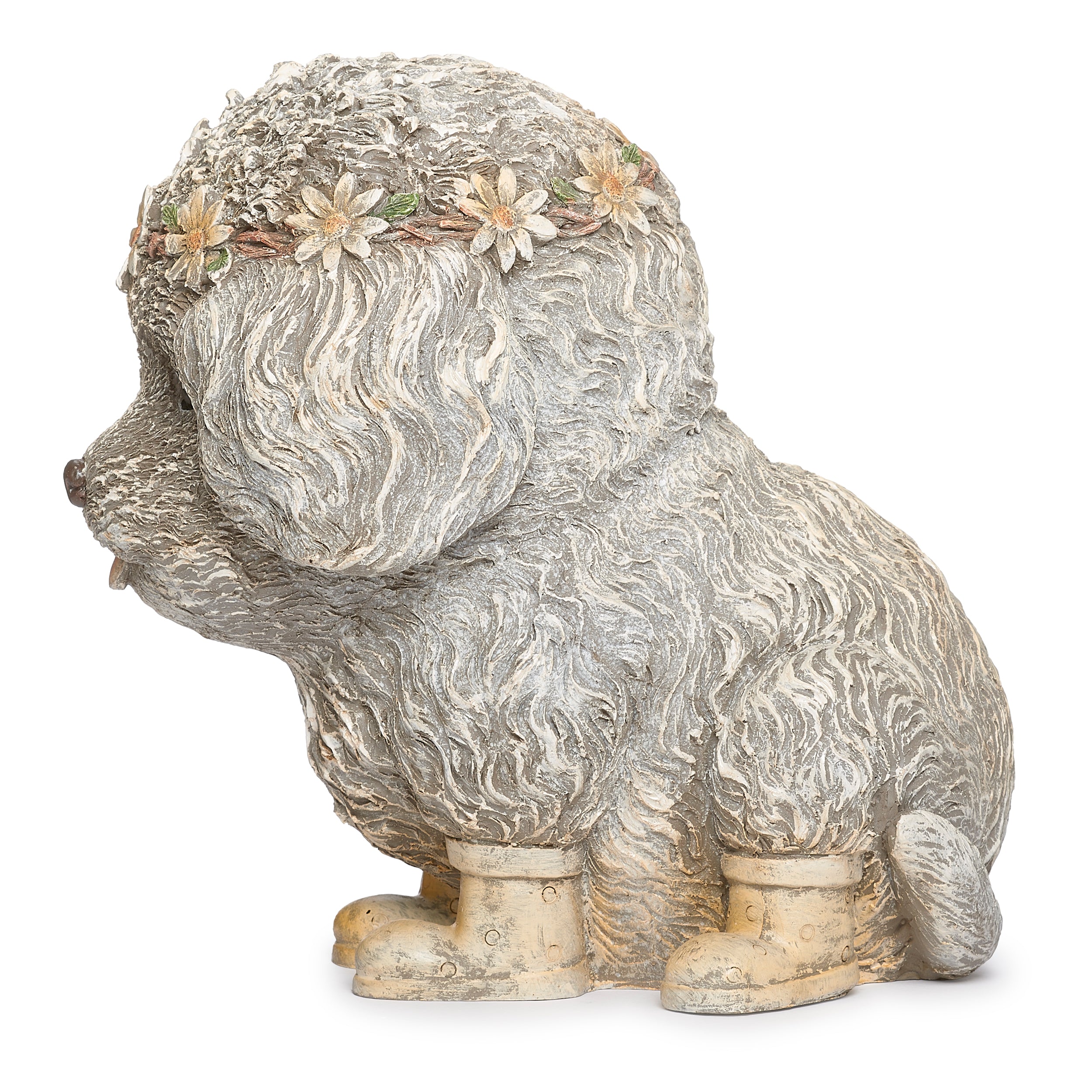 Pudgy Pals Dog in Rain Boots Garden Statue