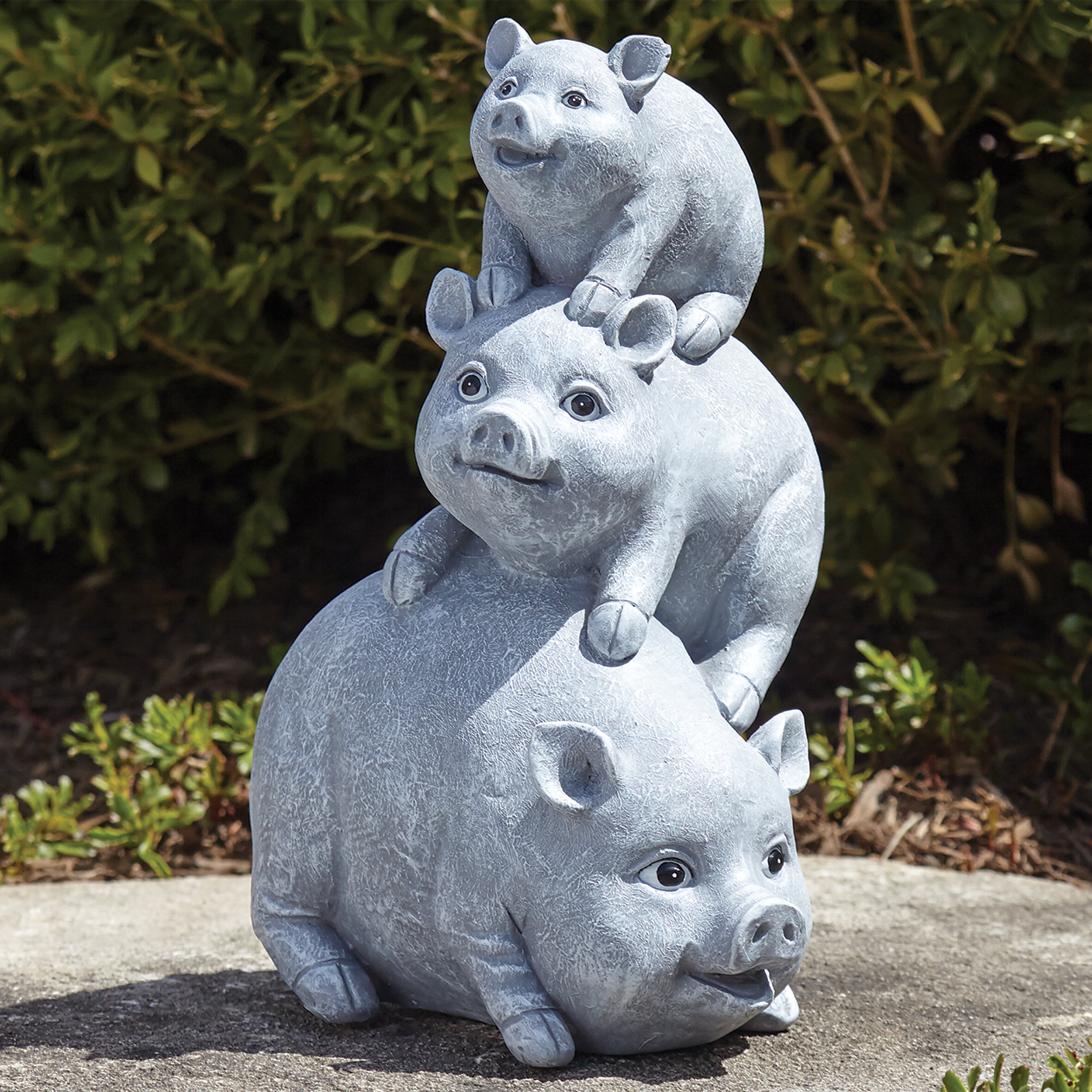 Pudgy Pals Stacked Pig Family Garden Statue