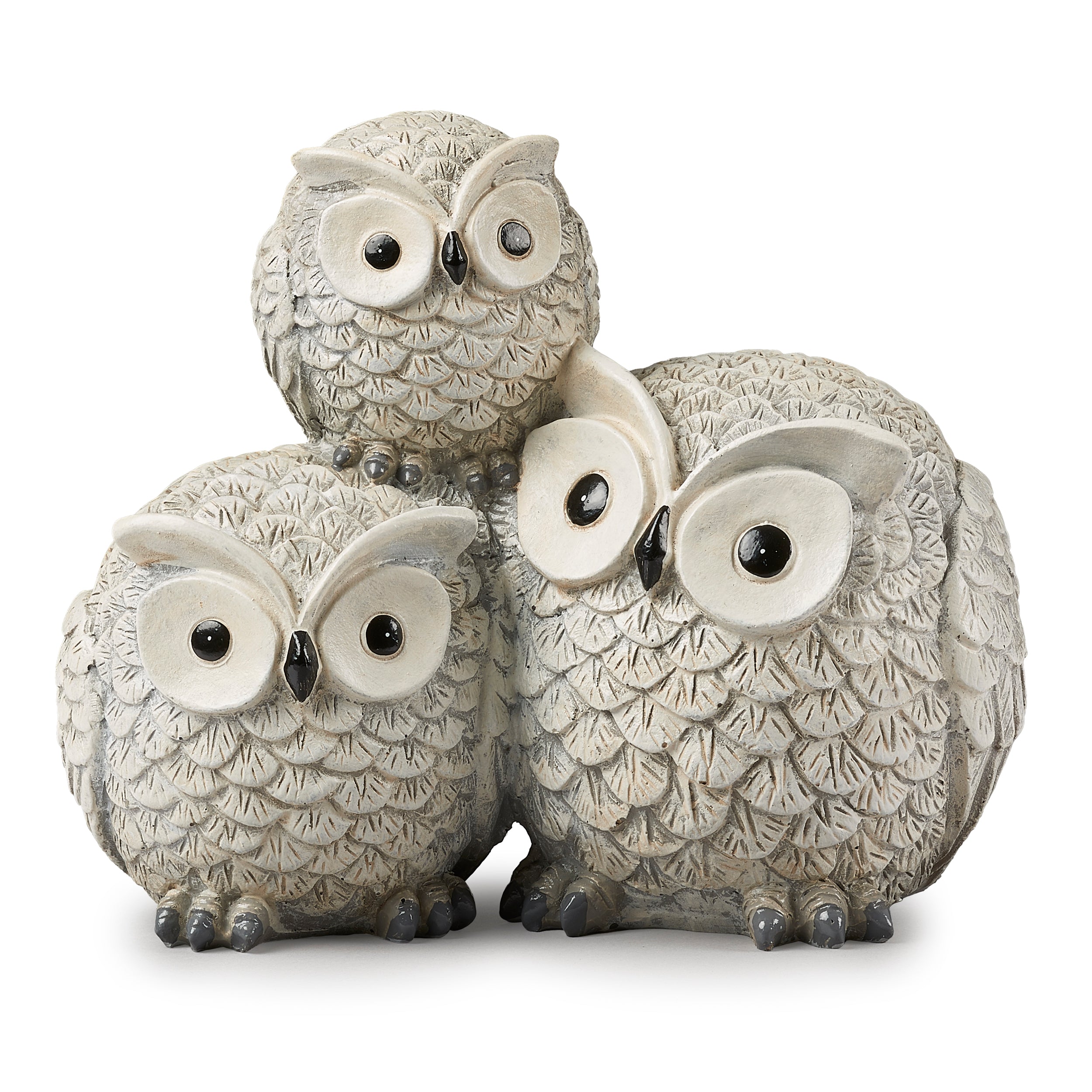 Pudgy Pals Stacked Owl Family Garden Statue