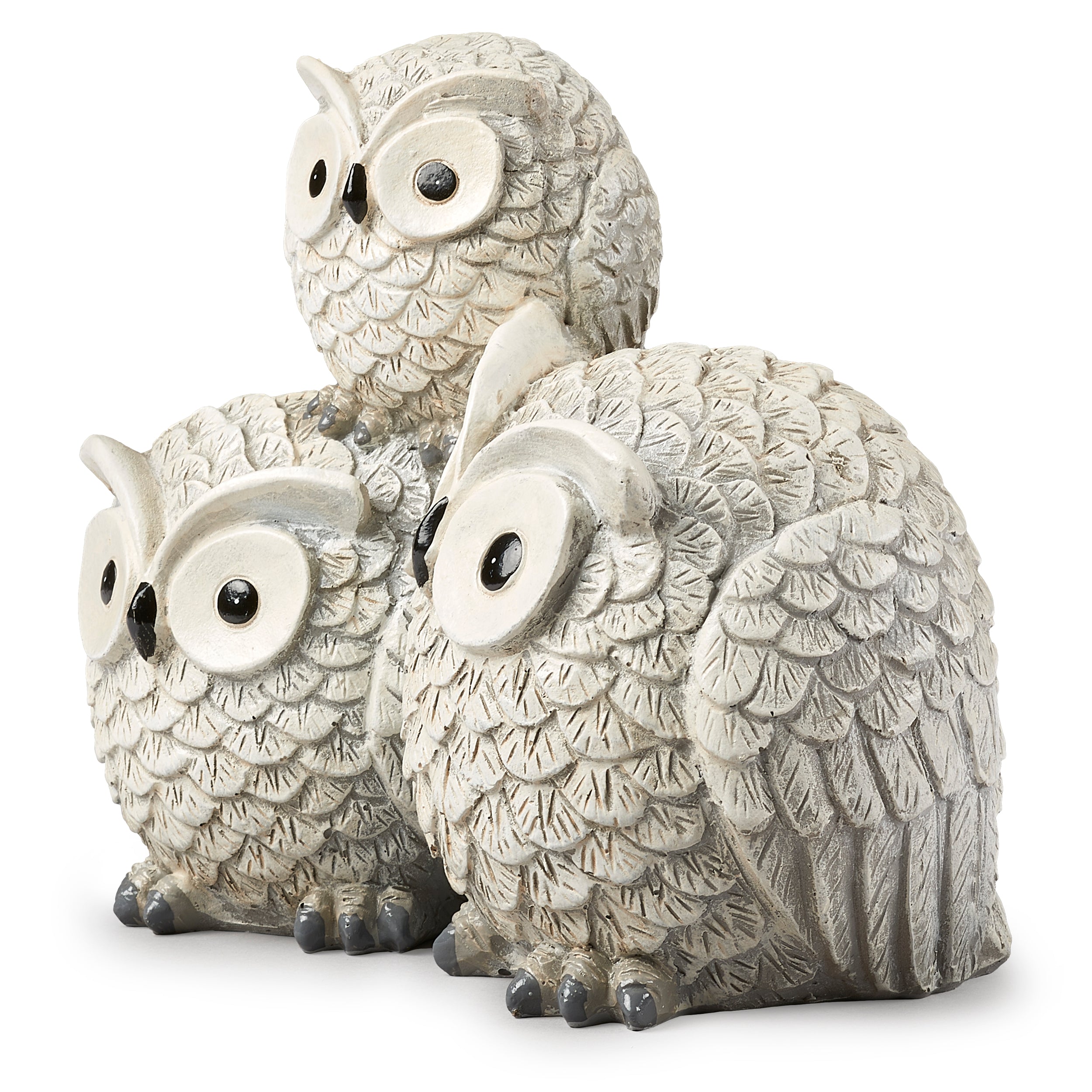 Pudgy Pals Stacked Owl Family Garden Statue