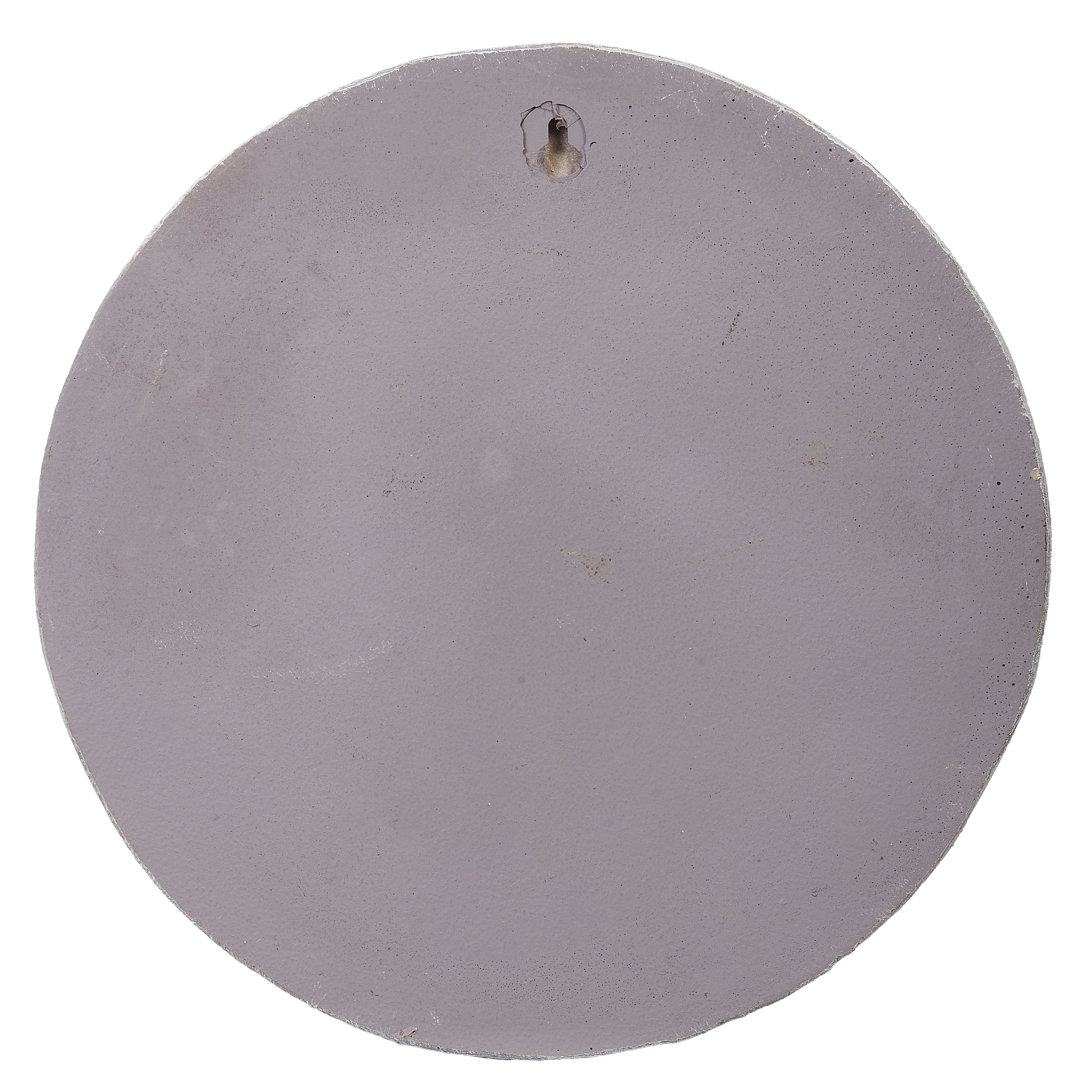 Round gray concrete block on a white background