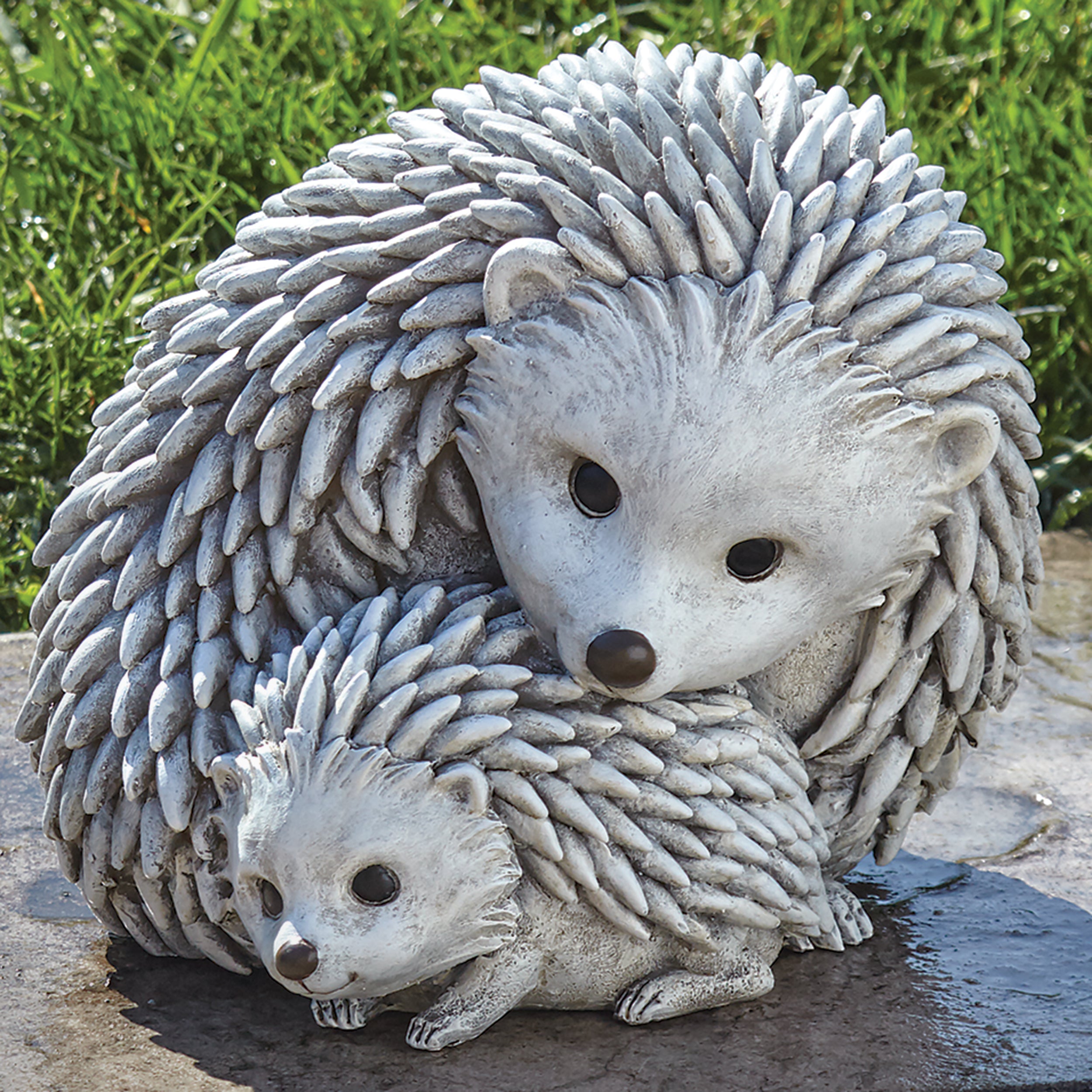 Pudgy Pals Mama Hedgehog & Baby Garden Statue