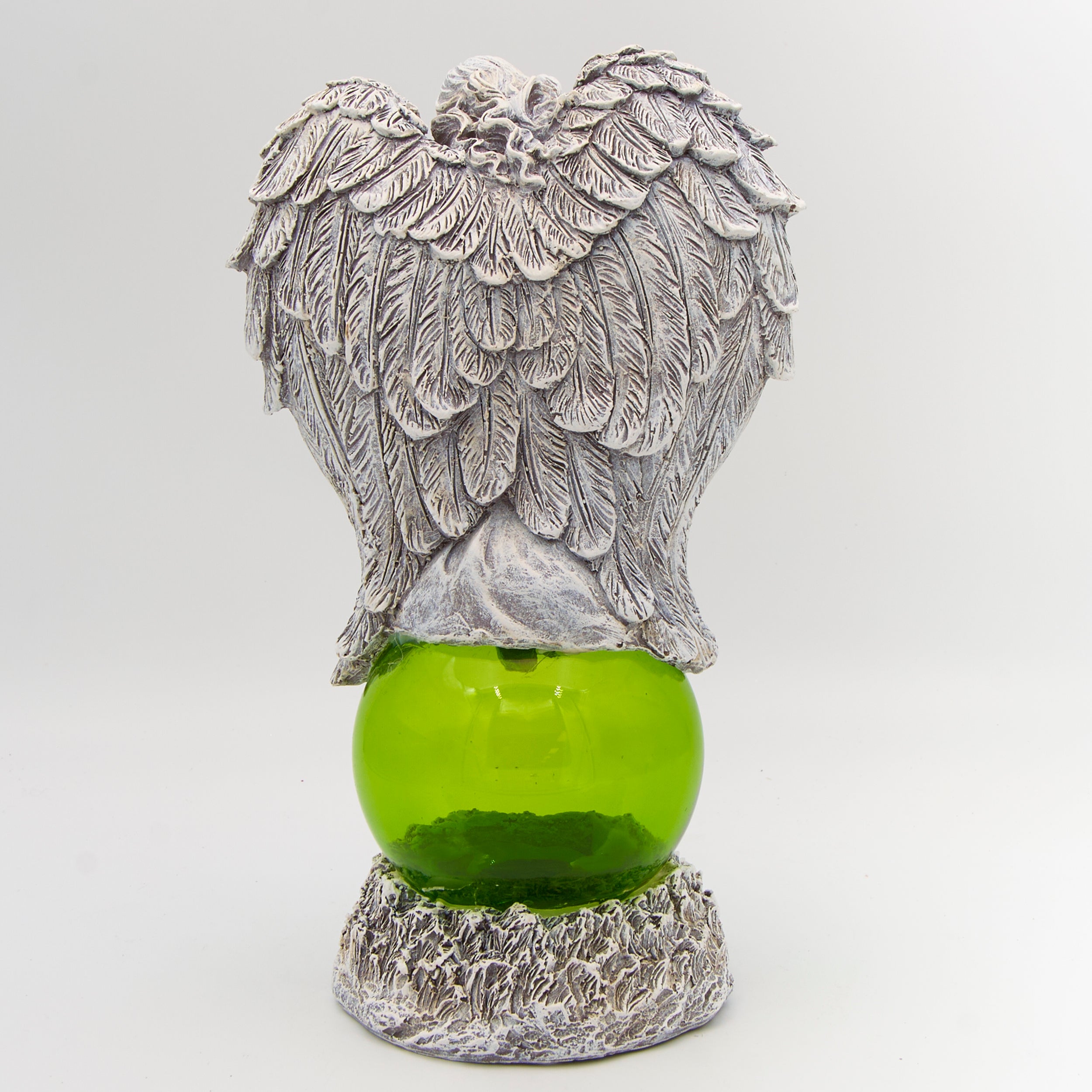 Solar Angel with Green Gazing Ball Garden Statue