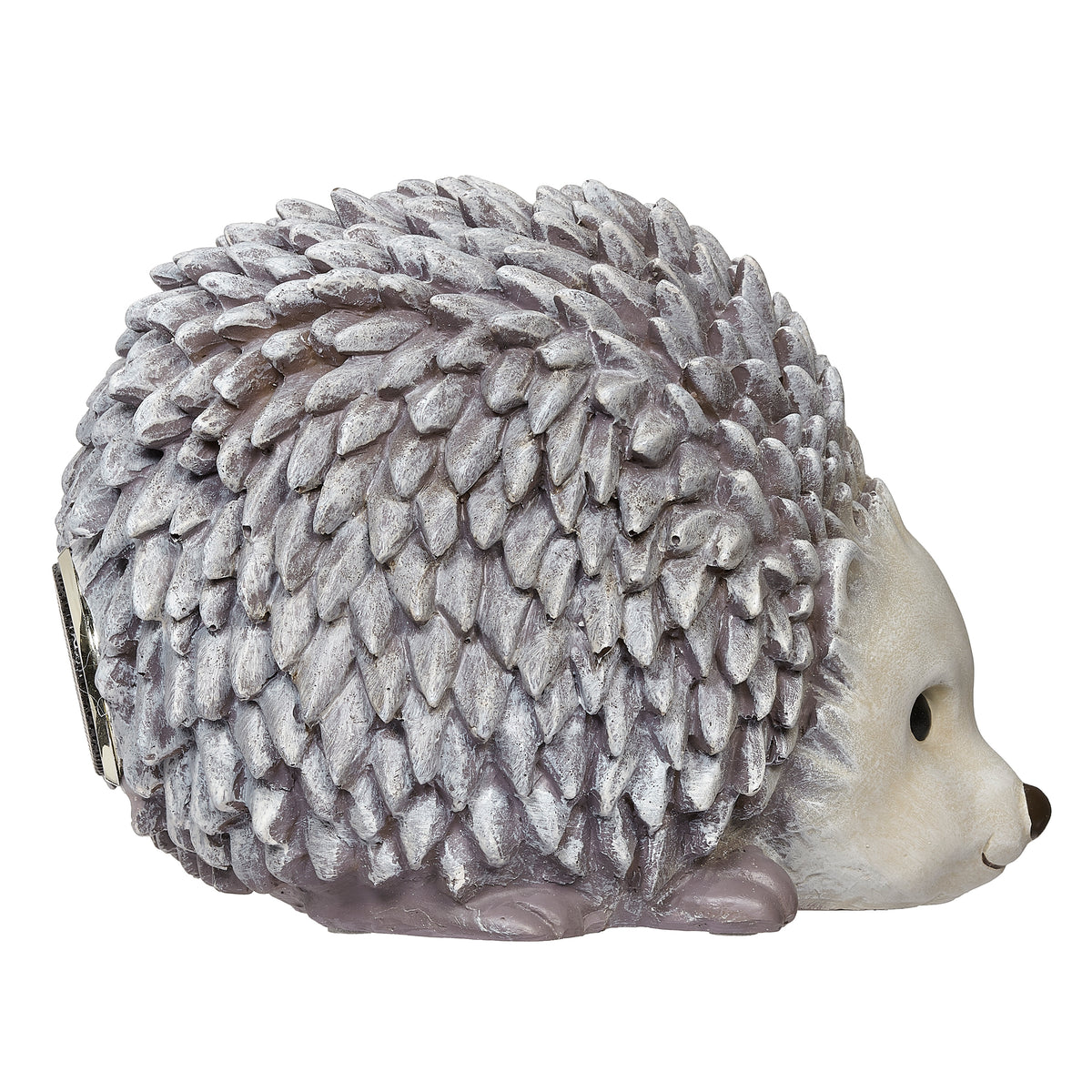 Rear angled view of Pudgy Pals Hedgehog Bluetooth Speaker showing the rounded body and dense textured quills