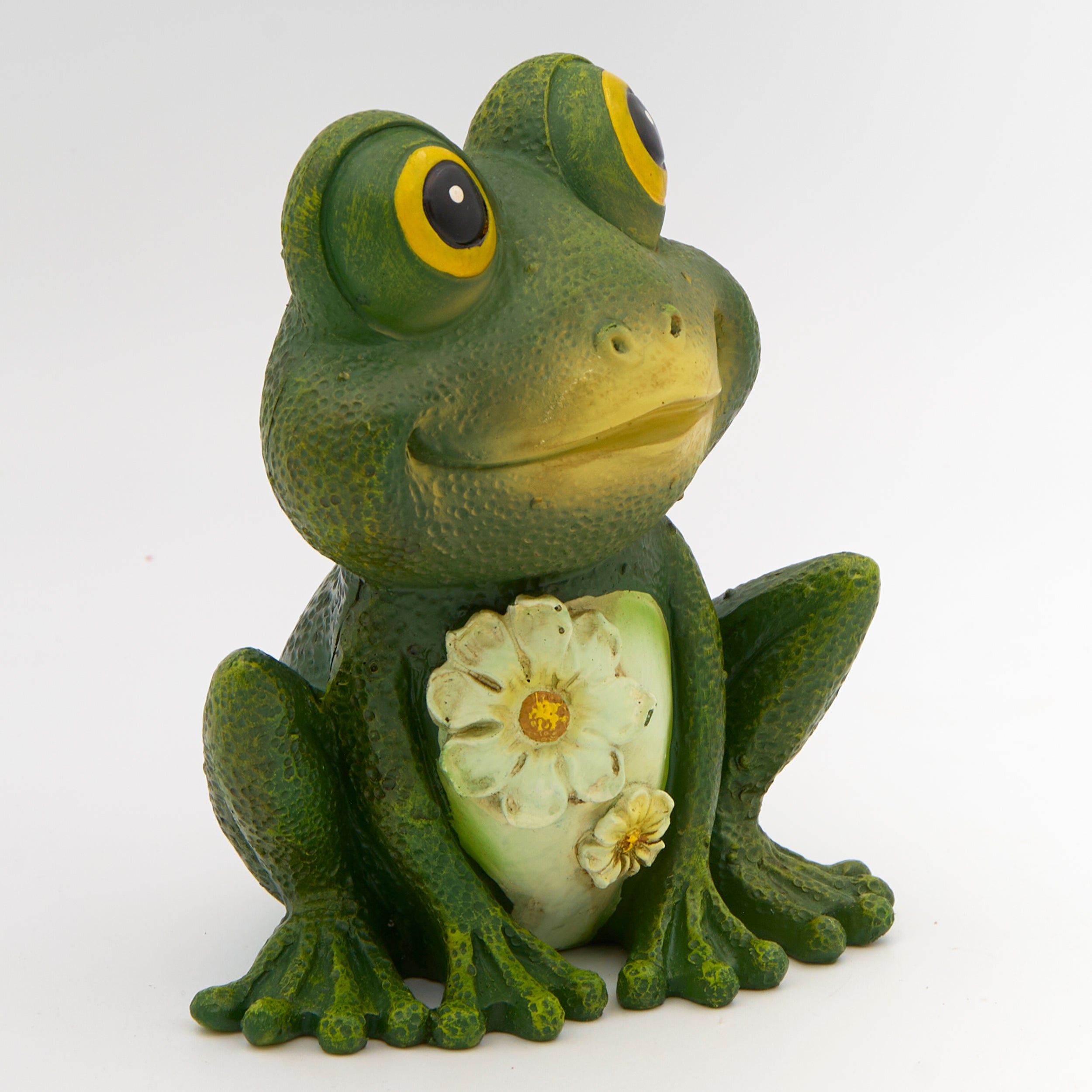 Smiling Frog with Daisy Garden Statue