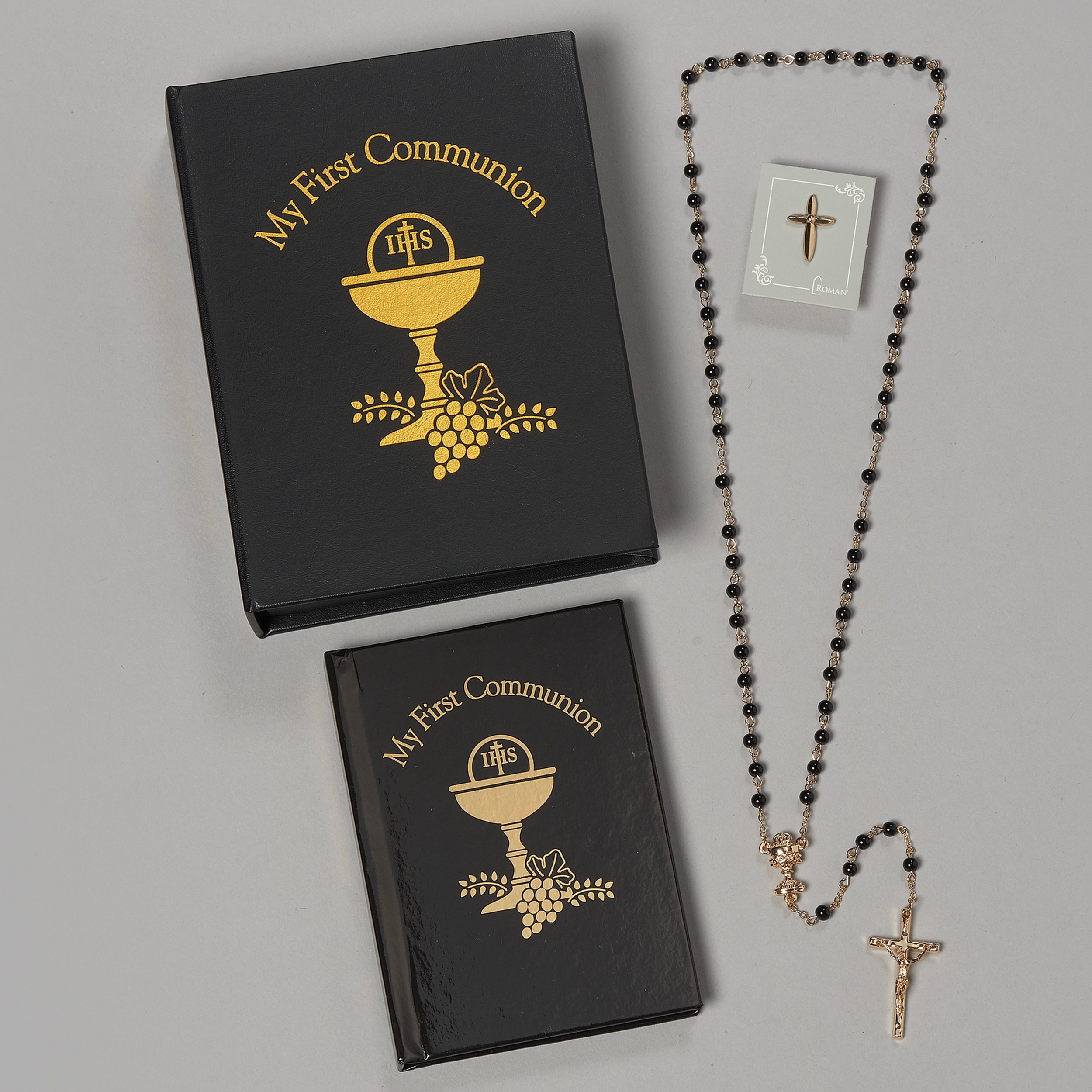 First Communion Folder 4-PC Set – Prayer Book, Rosary, & Pin
