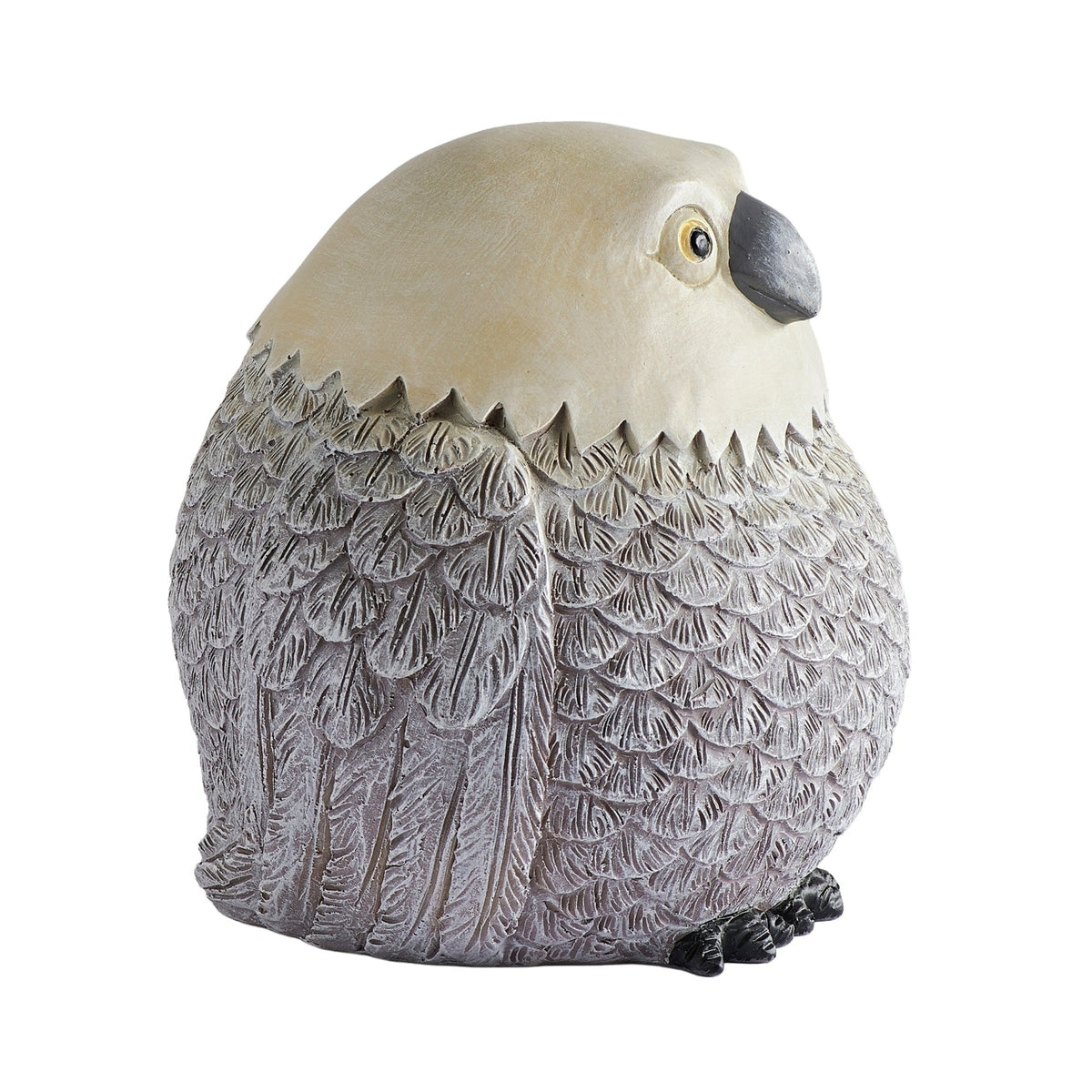 Pudgy Pals Eagle Garden Statue with white head and textured feathers, side view