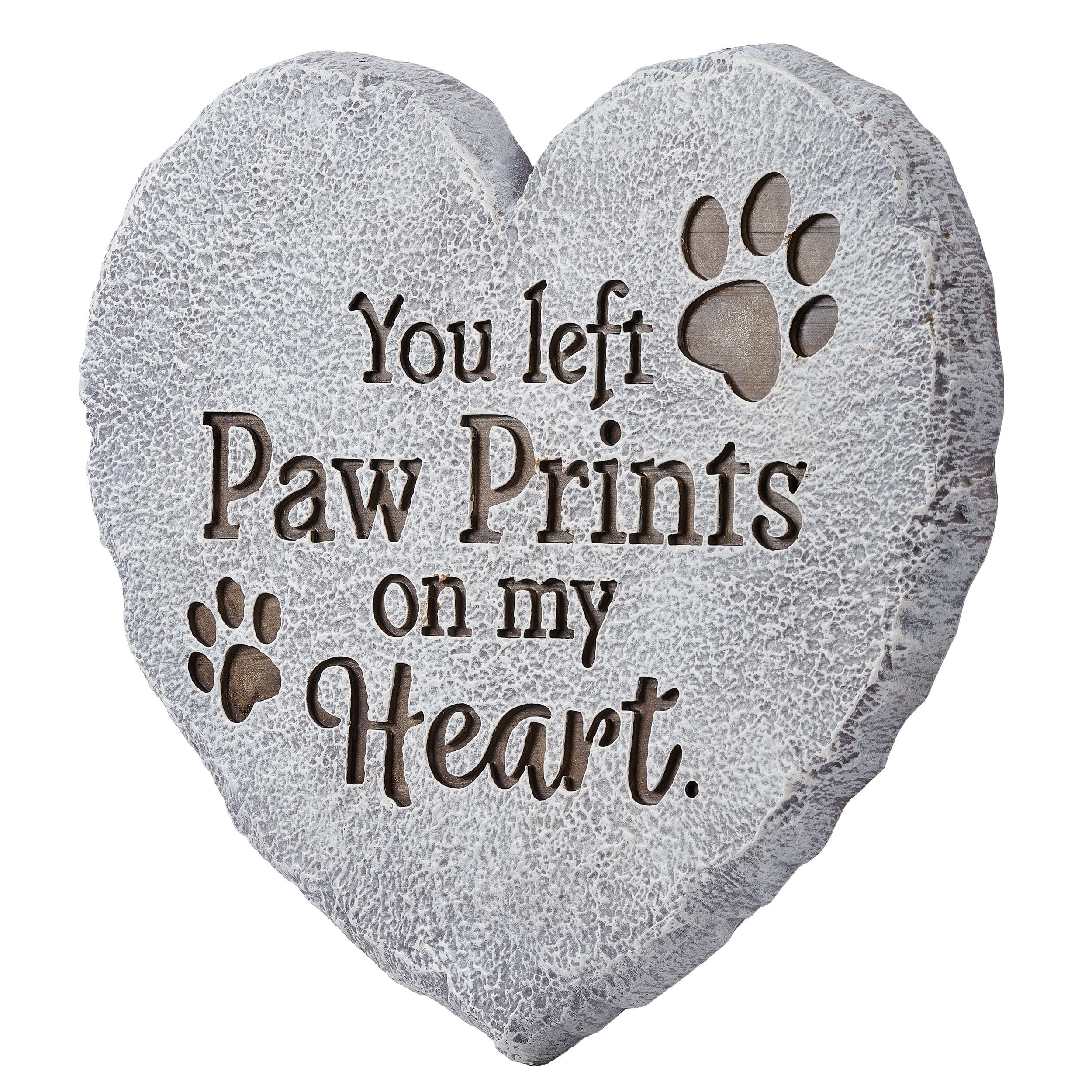 “You left Paw Prints on my Heart” - Pet Memorial Heart Garden Stone