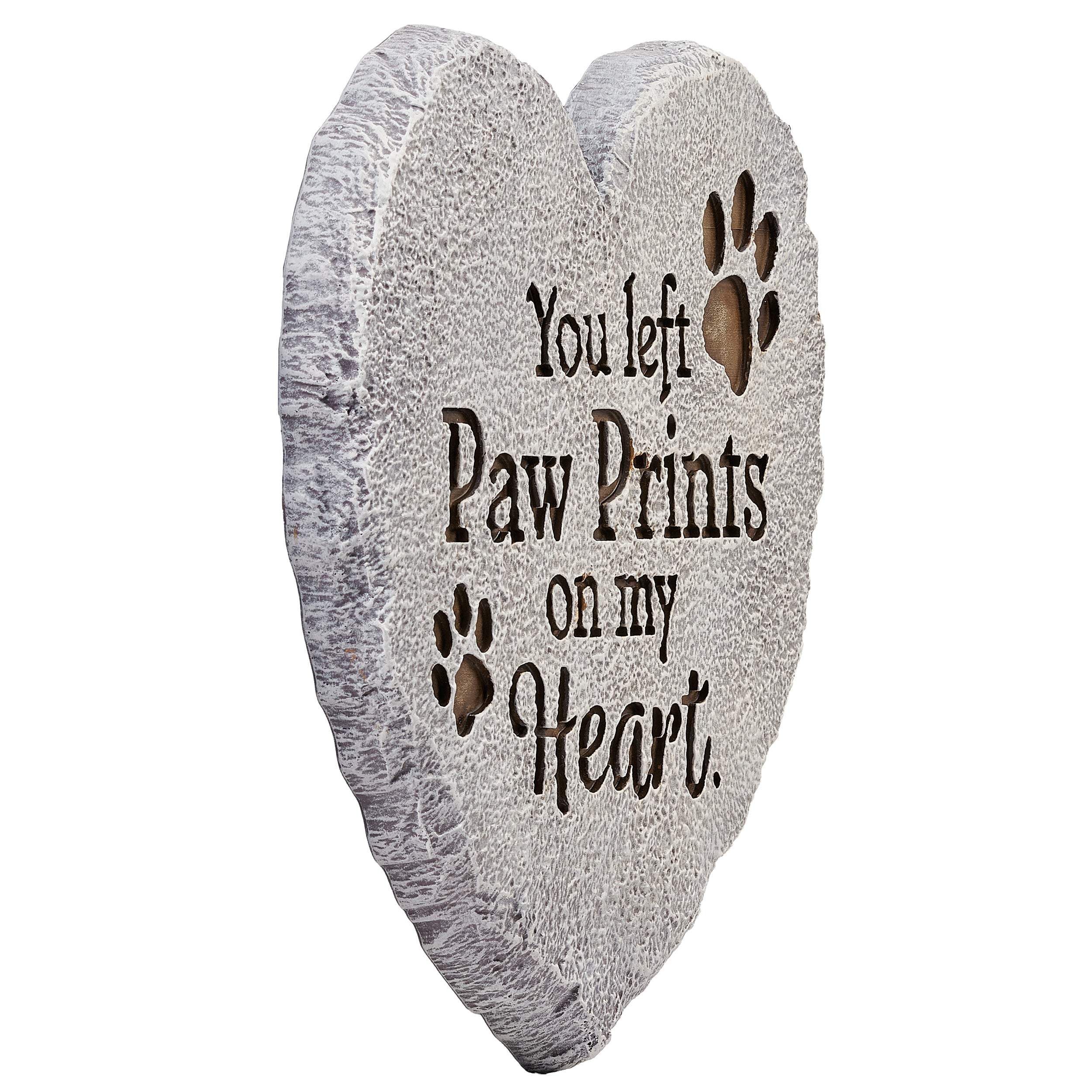 “You left Paw Prints on my Heart” - Pet Memorial Heart Garden Stone