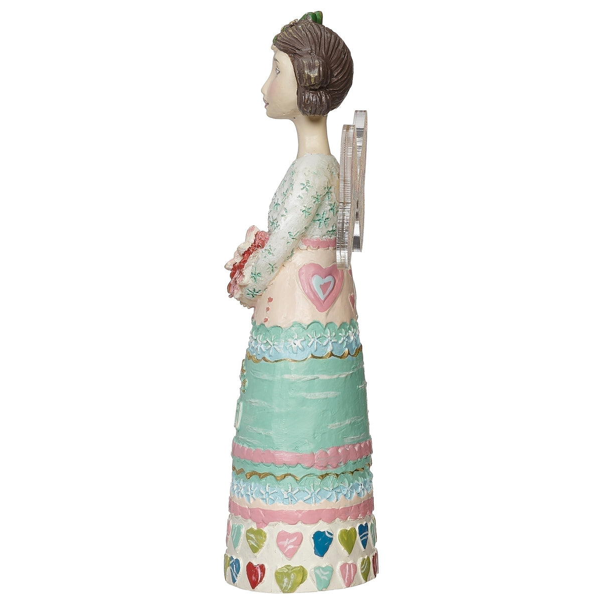 Back view of Kelly Rae Roberts You Are Loved Angel showing the colorful patterned wings and decorative gown