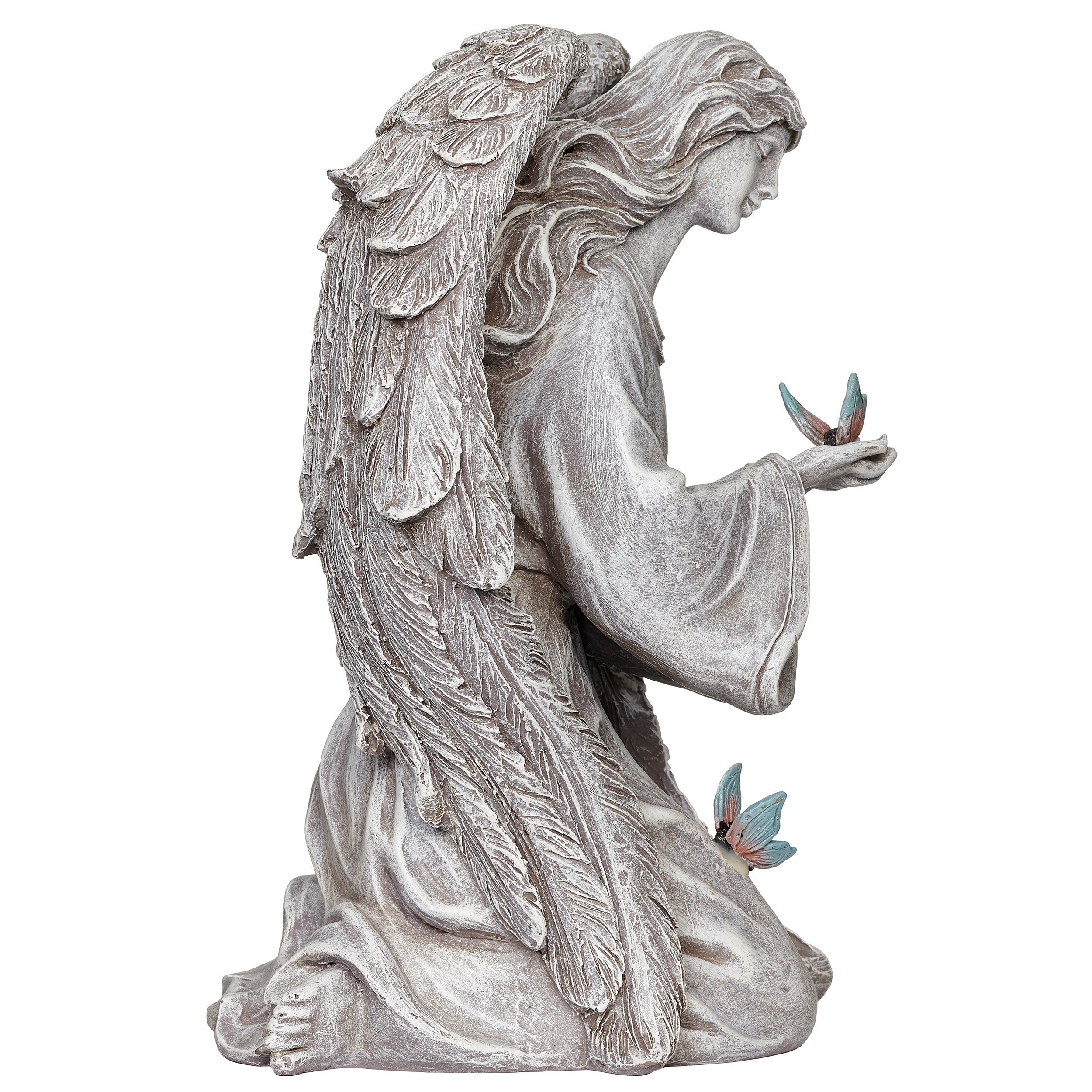 Kneeling Angel Garden Statue with Butterflies