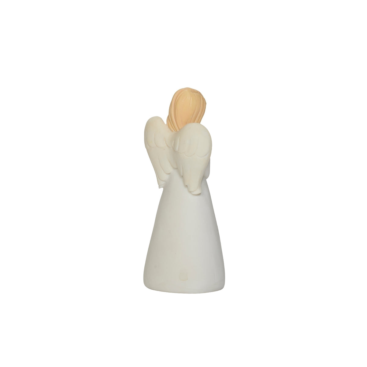 Side view of "Be Still" Angel Figure showing the praying pose, flowing gown, and angel wings