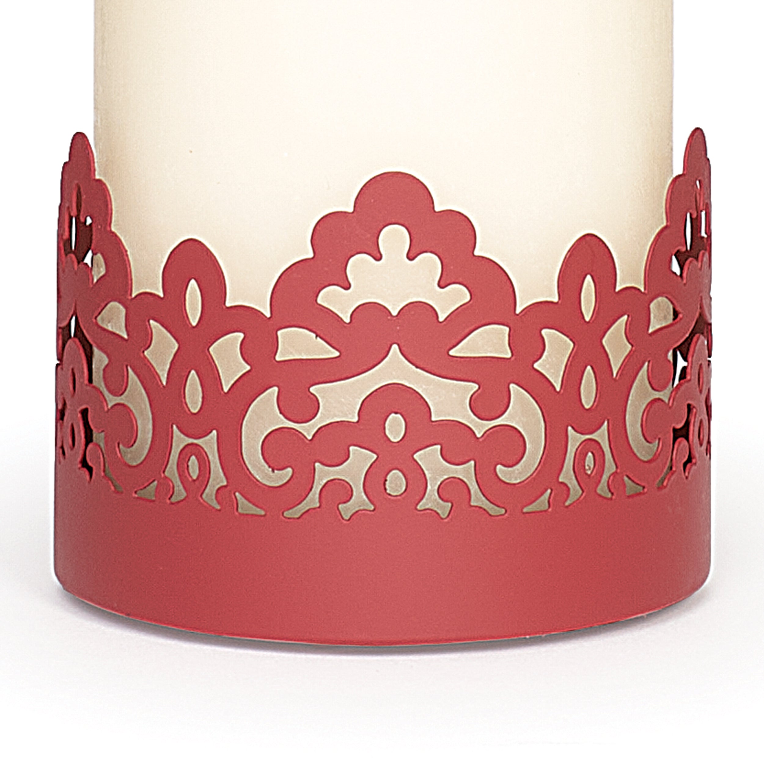 Red Filigree Candle Wrap