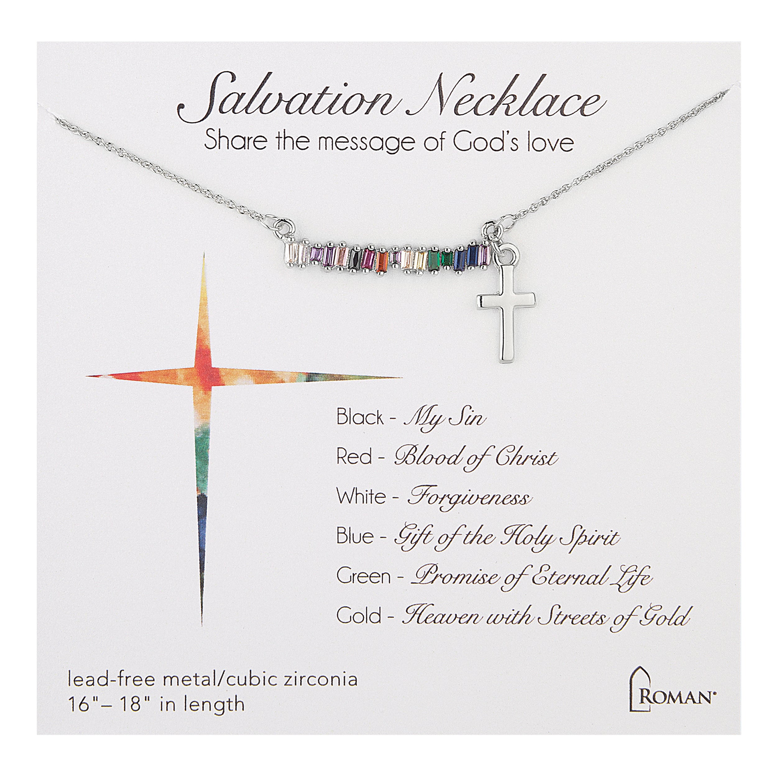 Salvation Cross Necklace with Rainbow Crystals