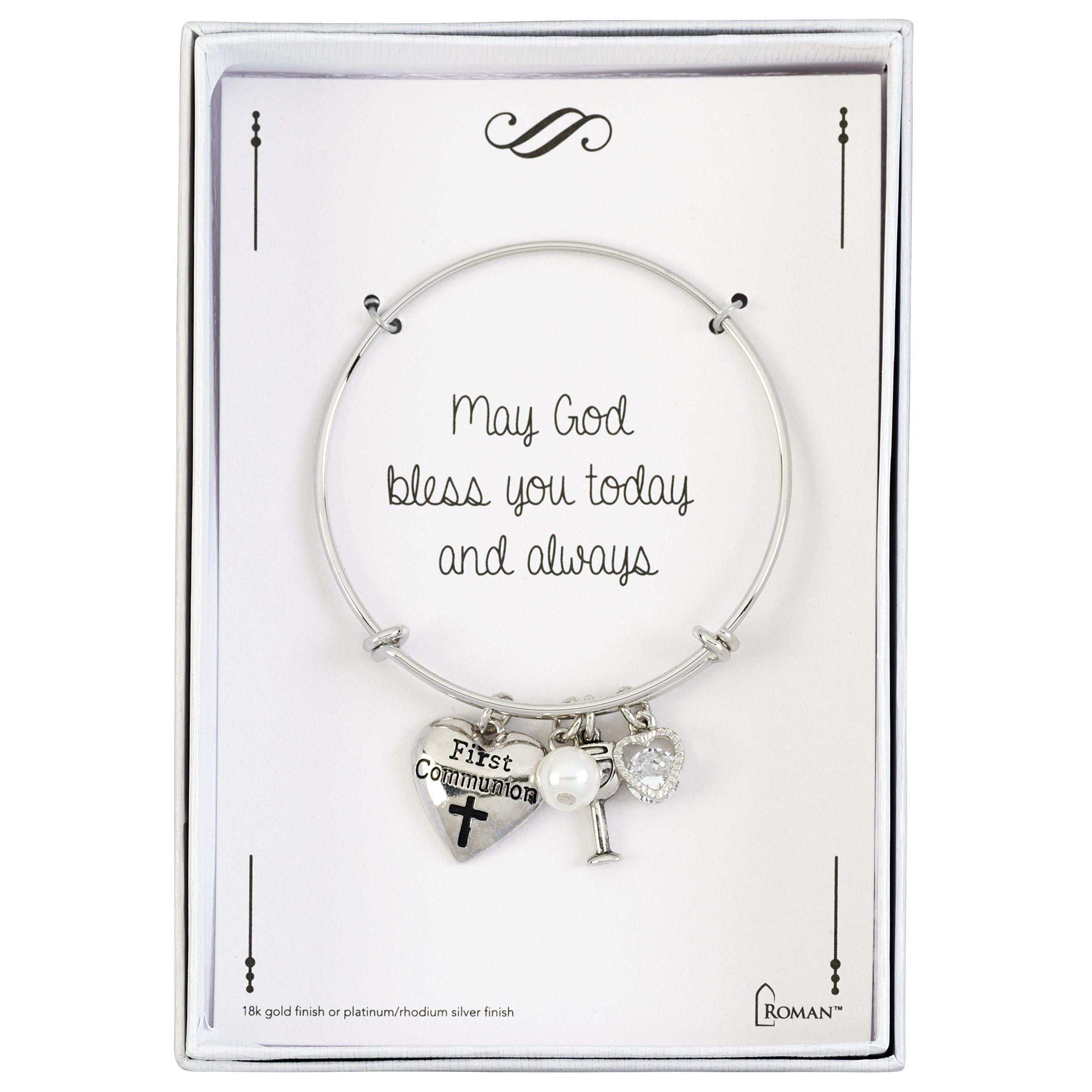 Girls First Communion Charm Bangle Bracelet