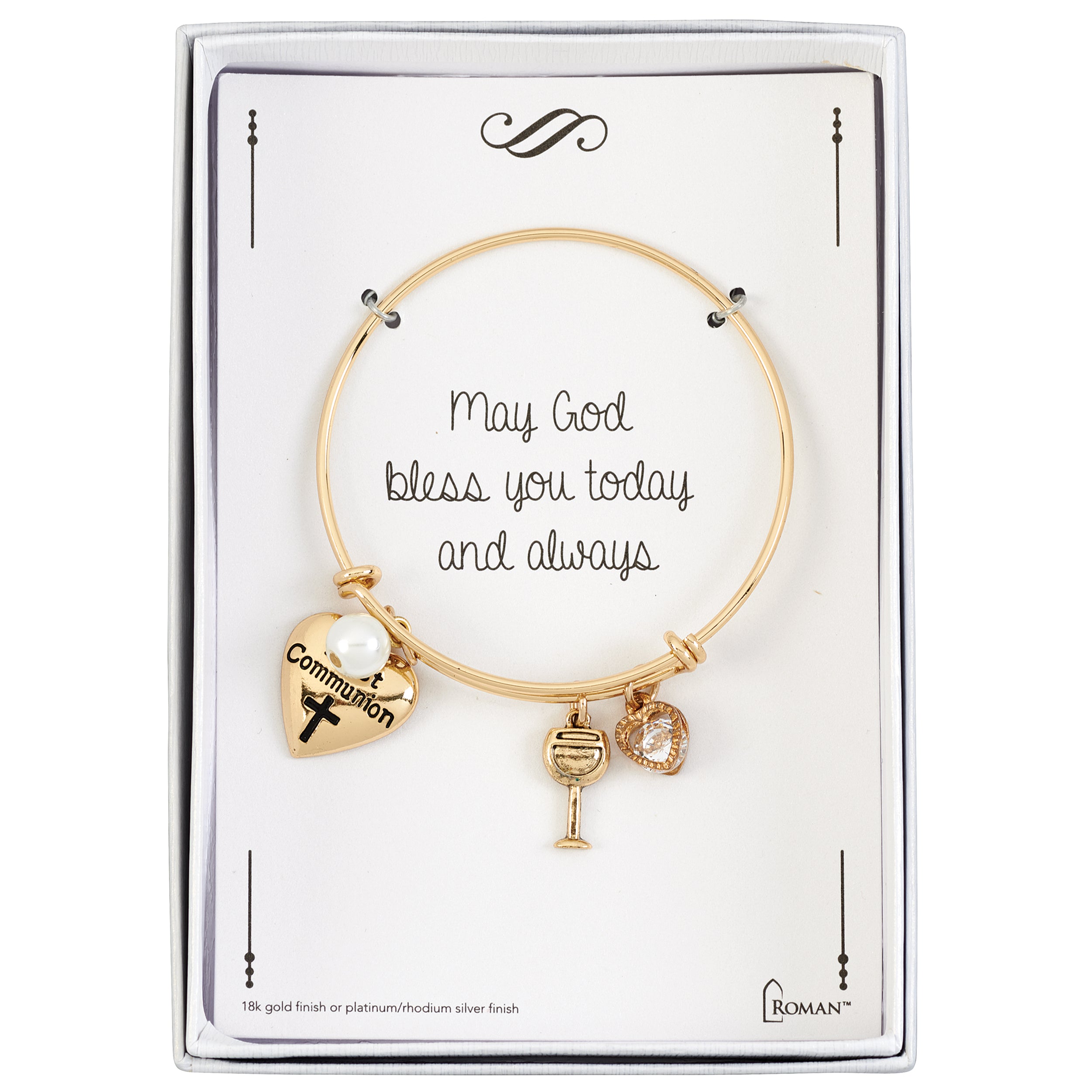 Girls First Communion Charm Bangle Bracelet