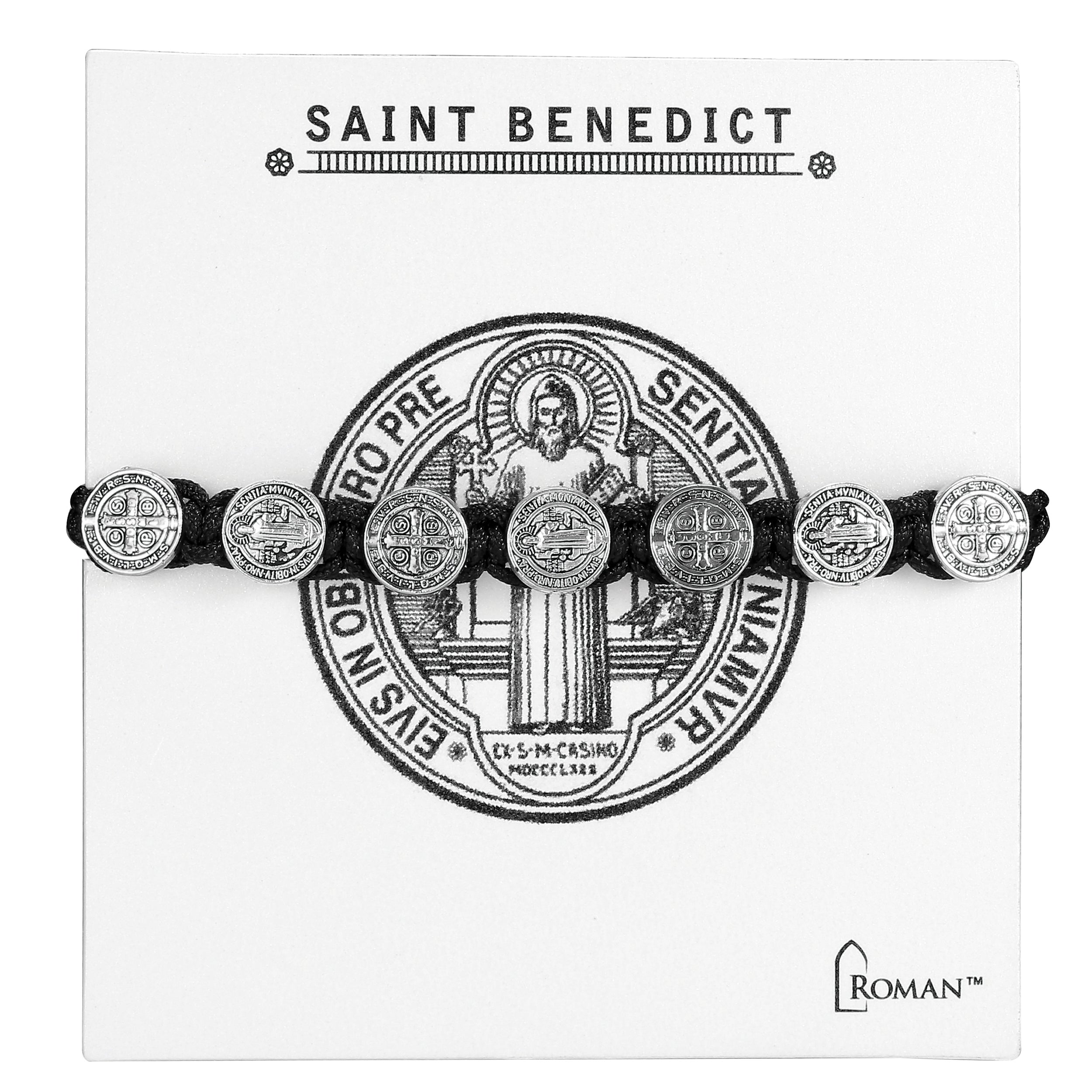 St. Benedict Cord Bracelet with All Silver Tone Medals