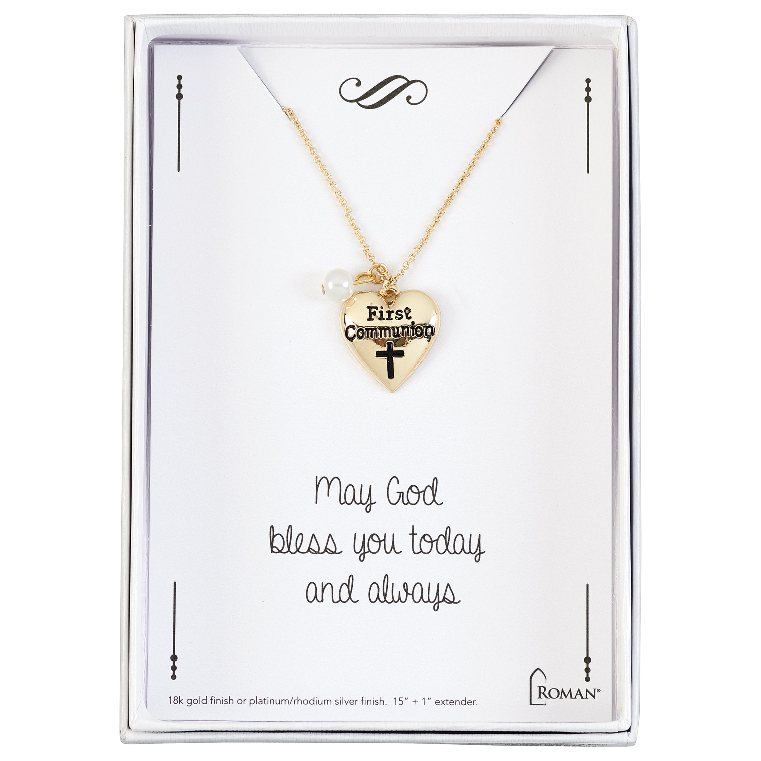 Girls First Communion Heart Pendant Necklace