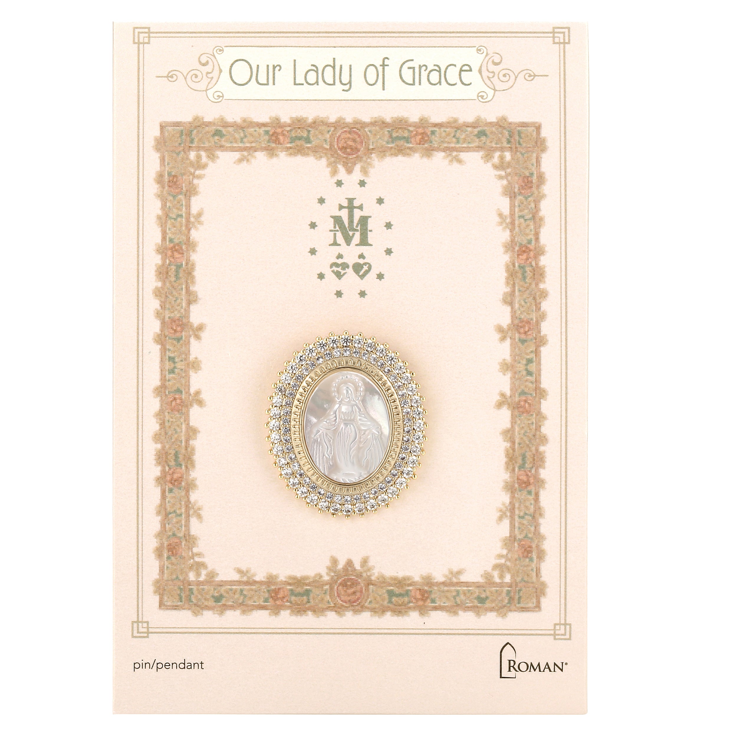 Our Lady of Grace Oval Pin & Pendant