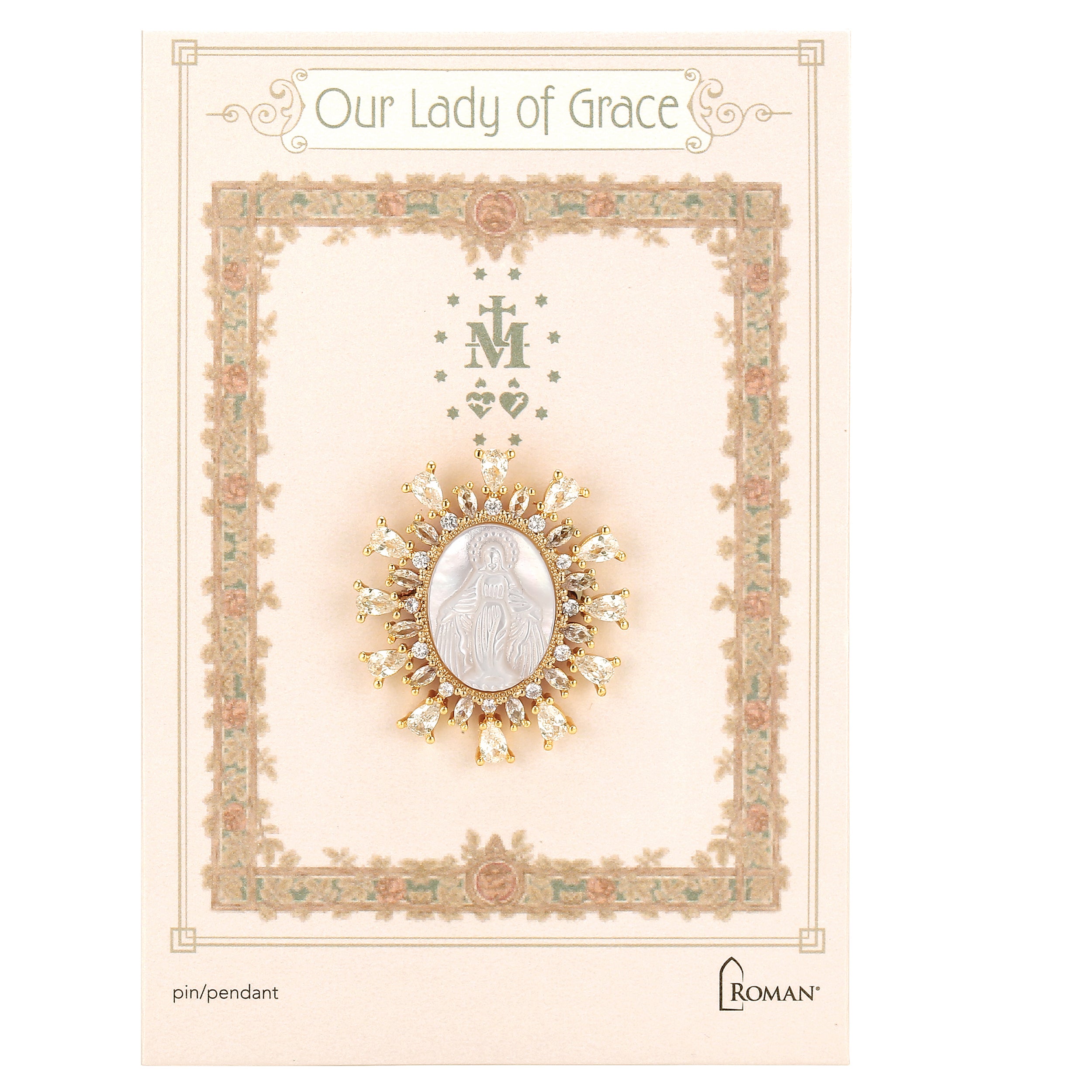 Our Lady of Grace Oval Pin & Pendant