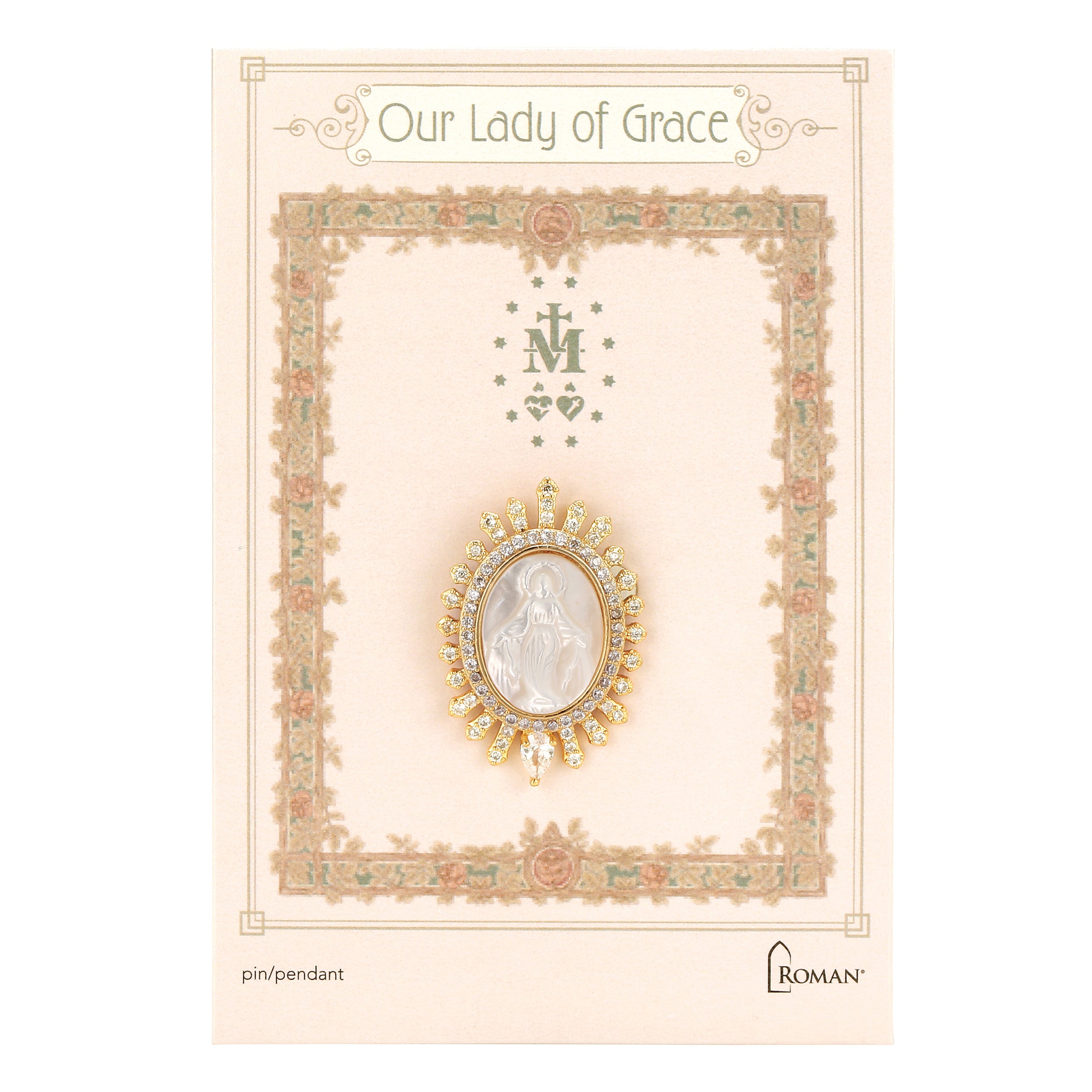 Our Lady of Grace Oval Pin & Pendant