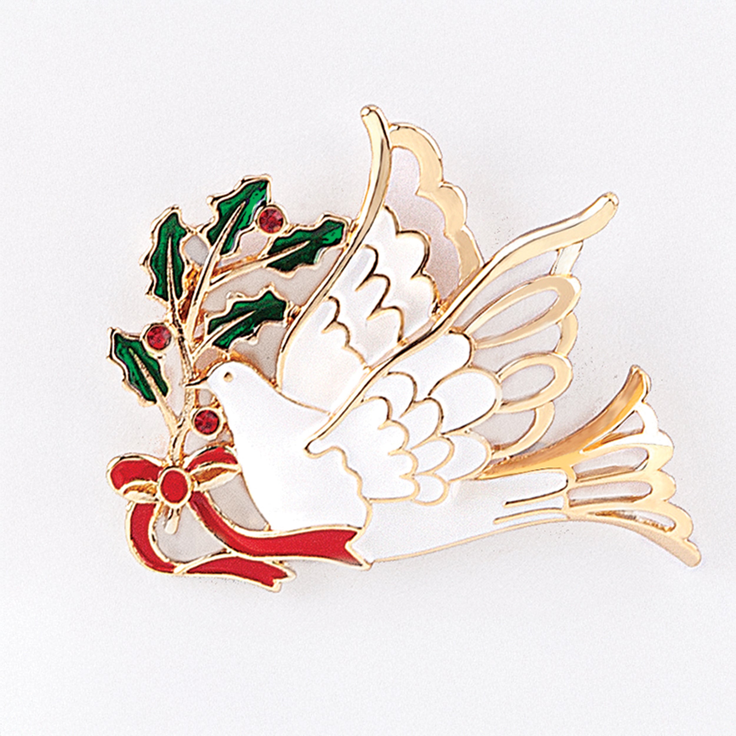 Peace on Earth Christmas Dove Pin