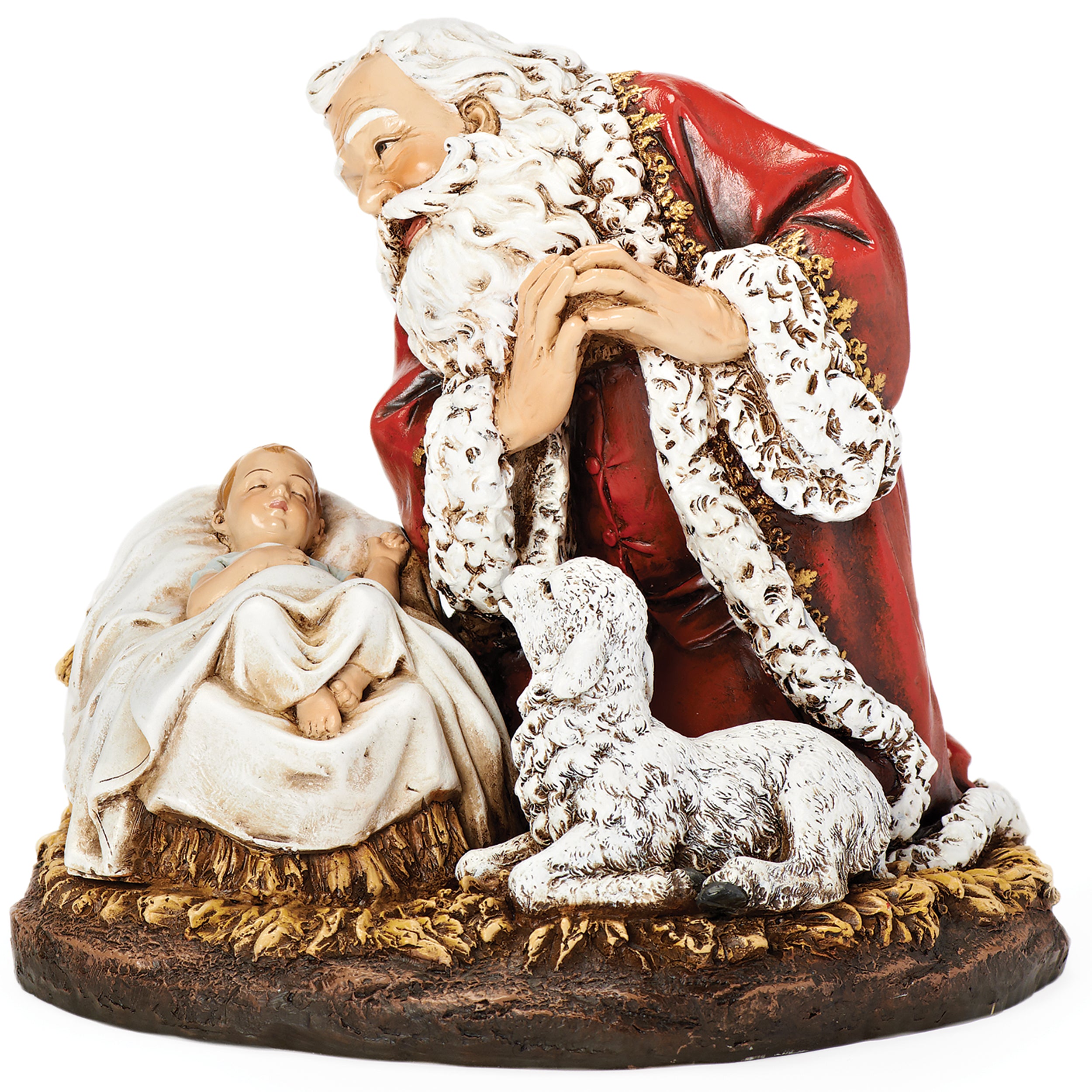 Joseph’s Studio Kneeling Santa & Sleeping Baby Jesus Figure