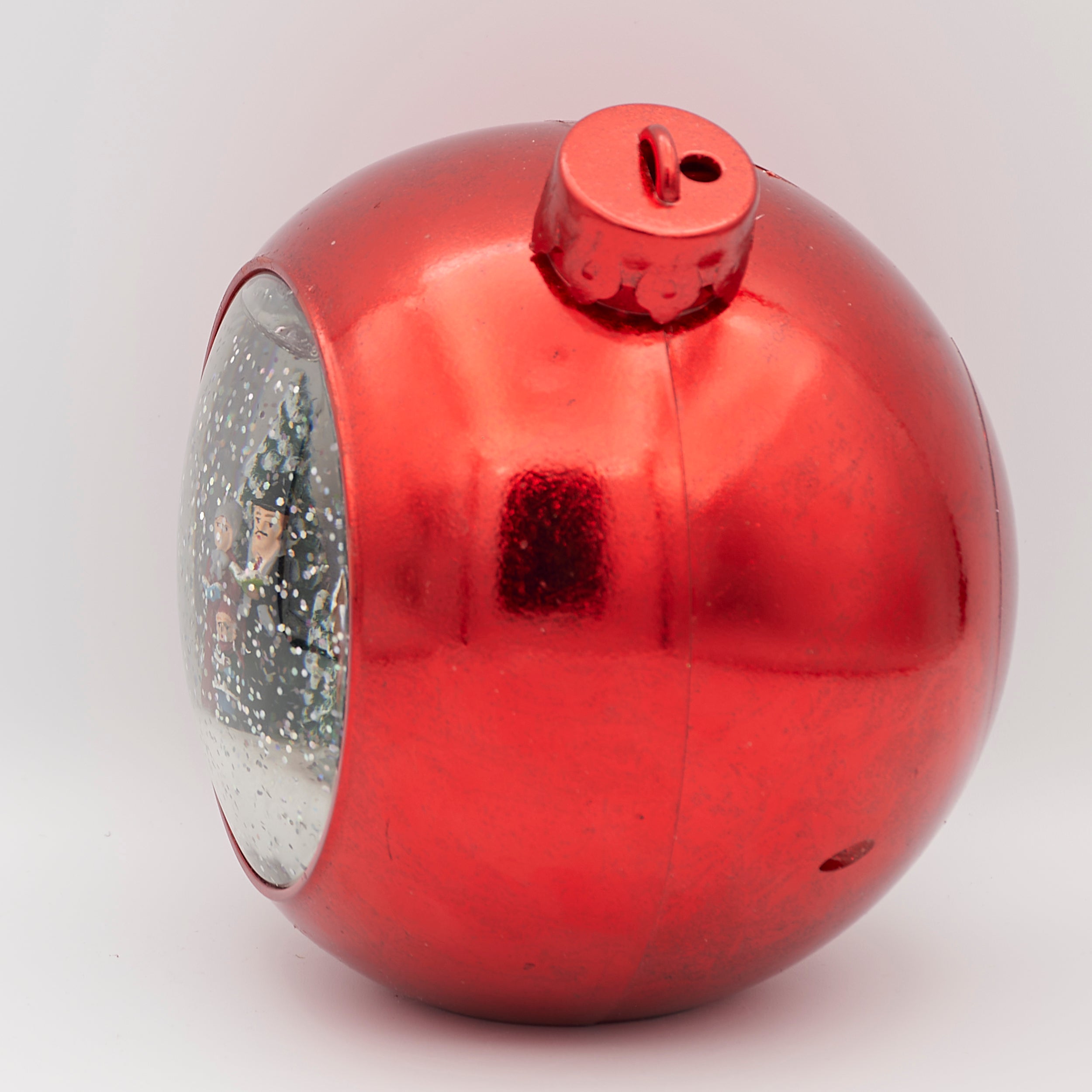 Confetti Lites Lighted Musical Red Ornament with Carolers & Church Scene